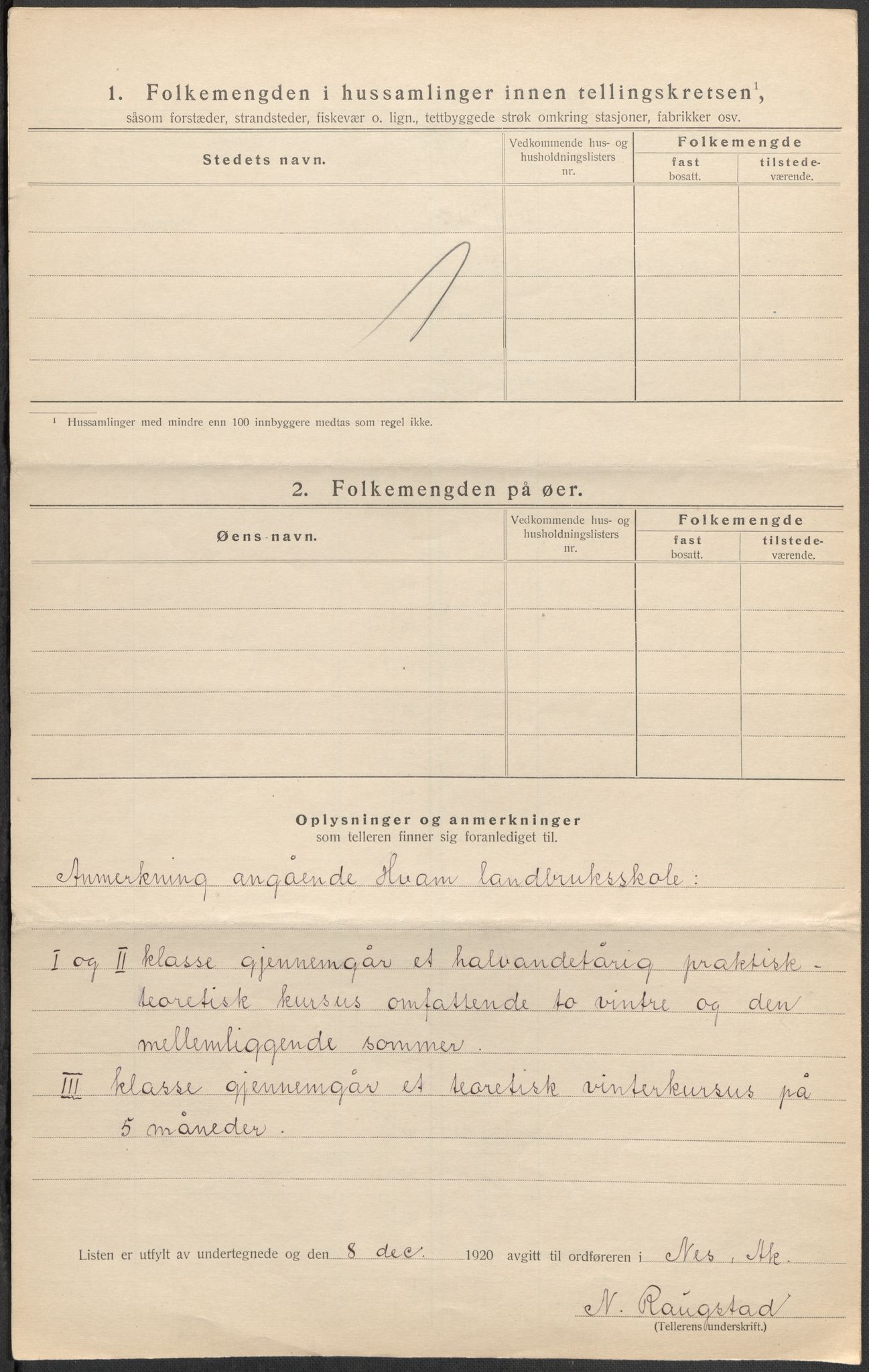 SAO, 1920 census for Nes, 1920, p. 74