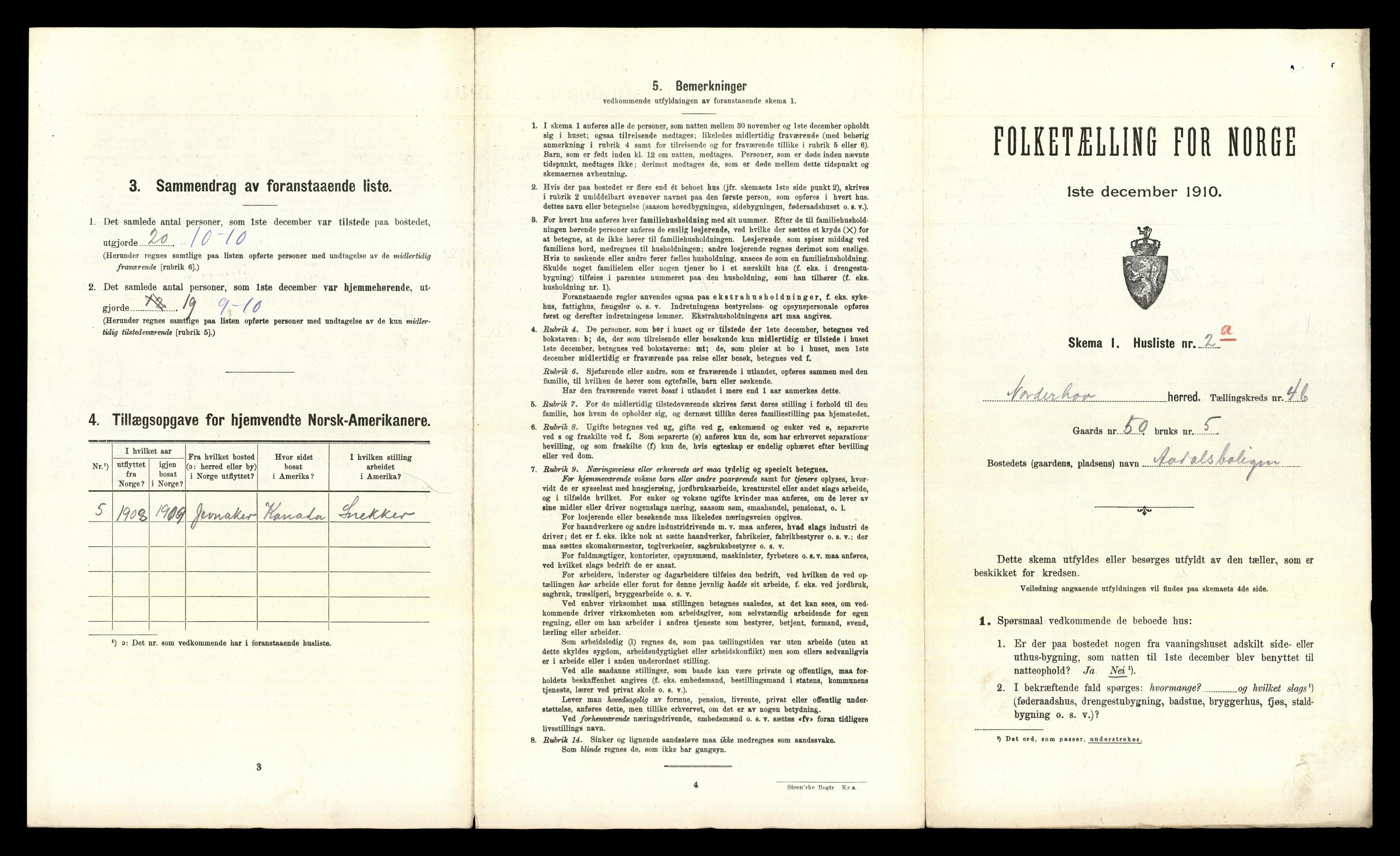 RA, 1910 census for Norderhov, 1910, p. 1164