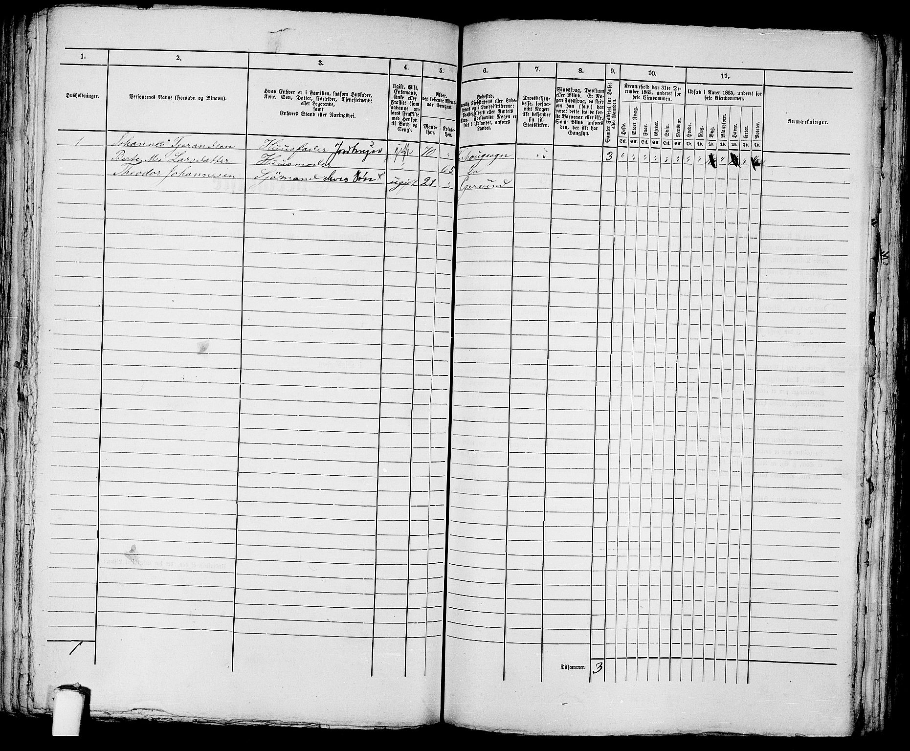 RA, 1865 census for Eigersund parish, Egersund town, 1865, p. 220