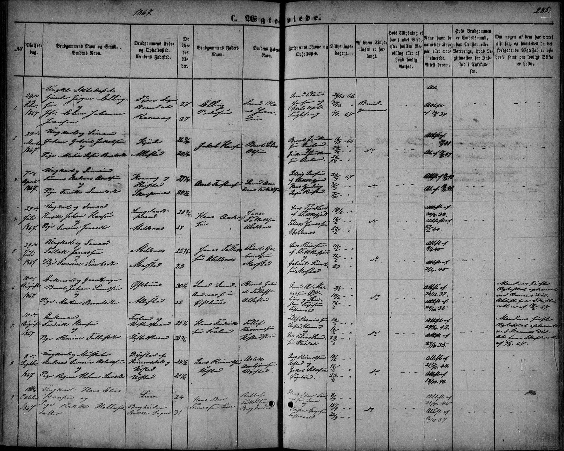 Flekkefjord sokneprestkontor, AV/SAK-1111-0012/F/Fb/Fbb/L0003: Parish register (copy) no. B 3, 1867-1889, p. 286