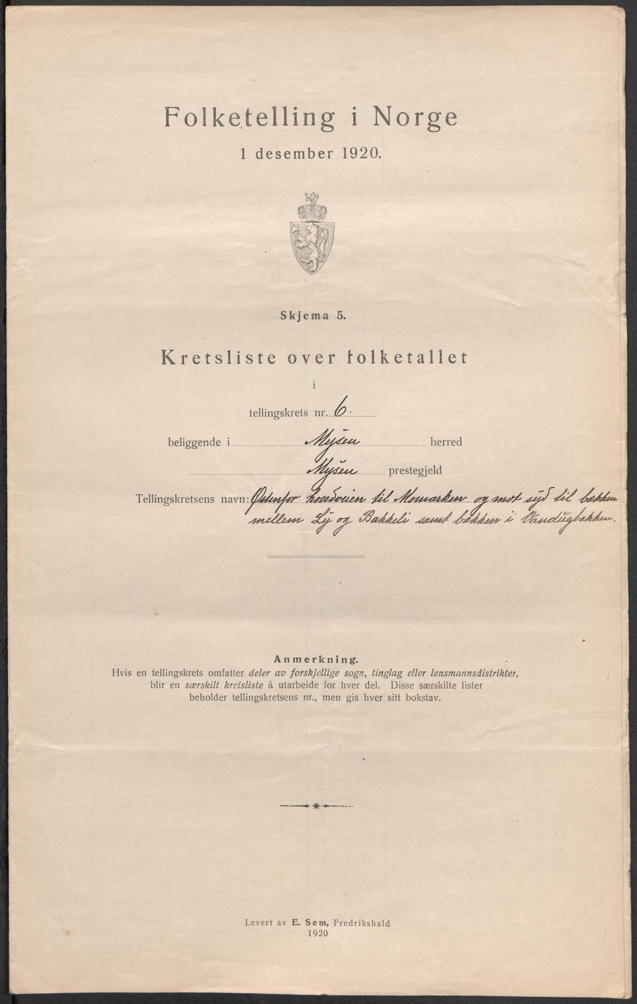SAO, 1920 census for Mysen, 1920, p. 25