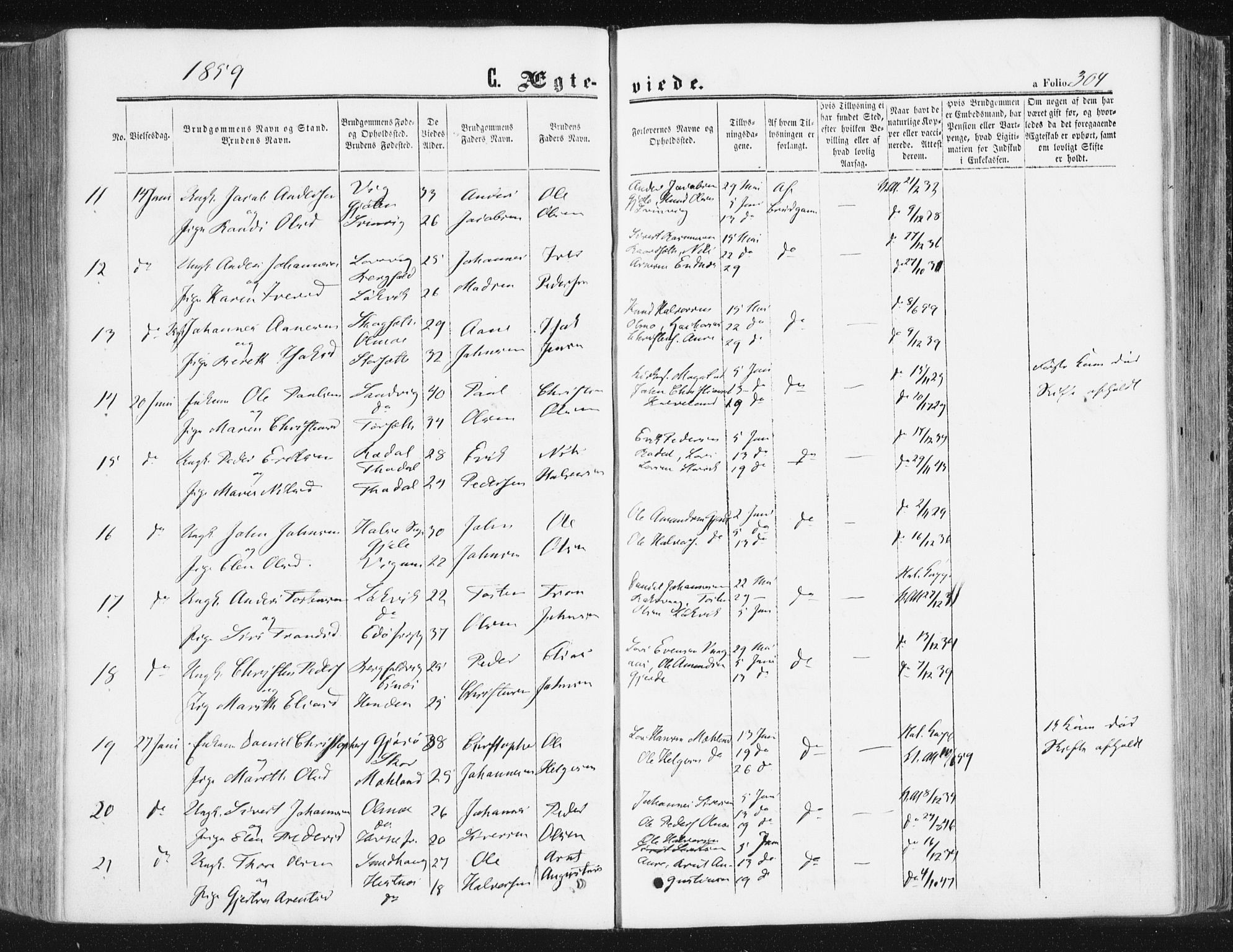 Ministerialprotokoller, klokkerbøker og fødselsregistre - Møre og Romsdal, AV/SAT-A-1454/578/L0905: Parish register (official) no. 578A04, 1859-1877, p. 304