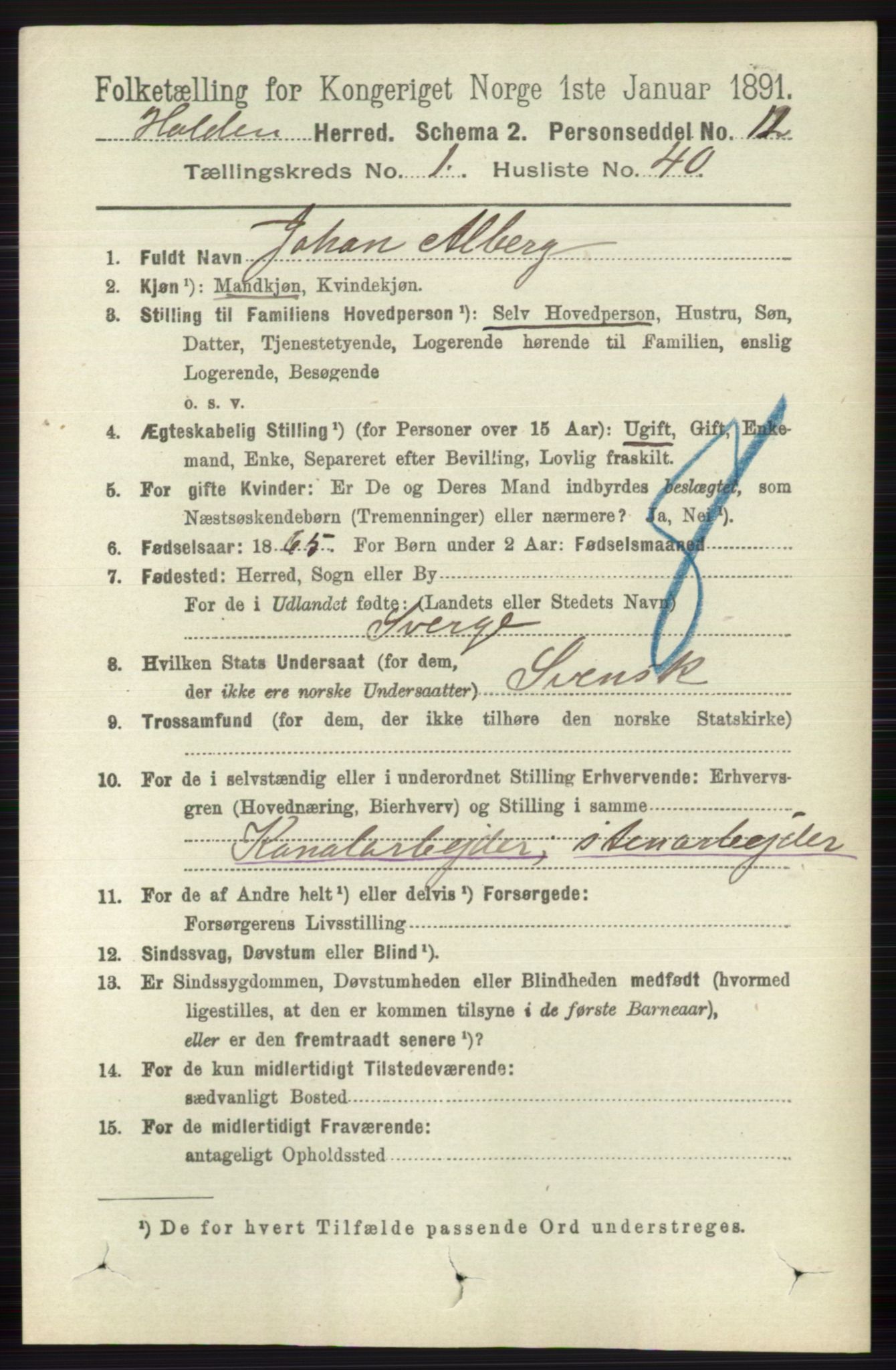 RA, 1891 census for 0819 Holla, 1891, p. 537