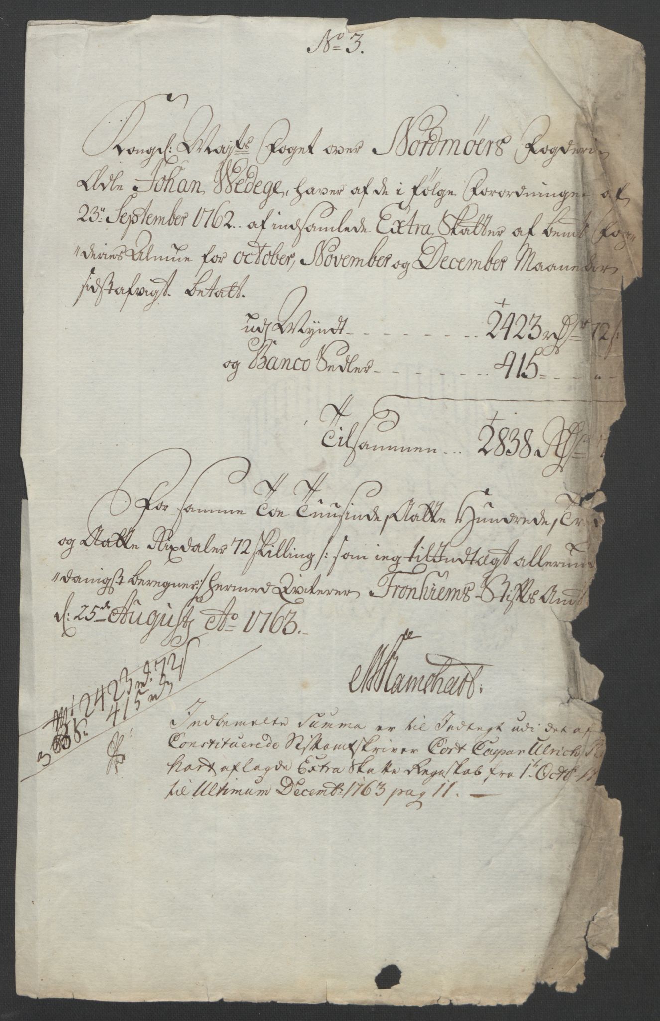 Rentekammeret inntil 1814, Reviderte regnskaper, Fogderegnskap, RA/EA-4092/R56/L3841: Ekstraskatten Nordmøre, 1762-1763, p. 191