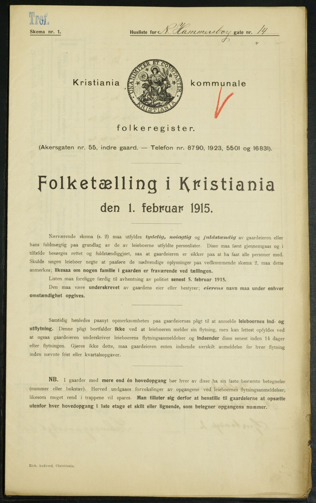 OBA, Municipal Census 1915 for Kristiania, 1915, p. 68870