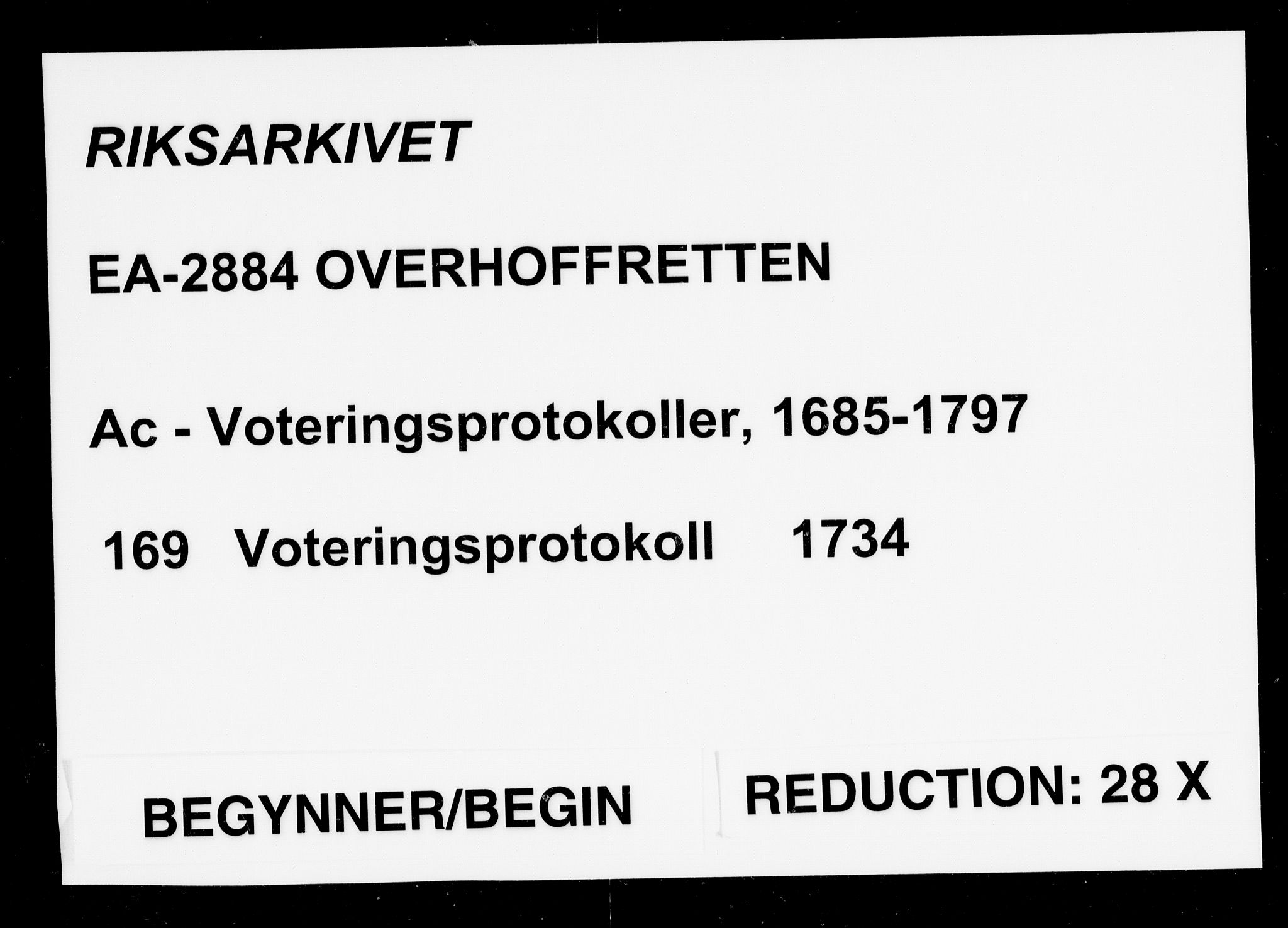 Overhoffretten 1667-1797, RA/EA-2884/Ac/L0169: Voteringsprotokoll, 1734