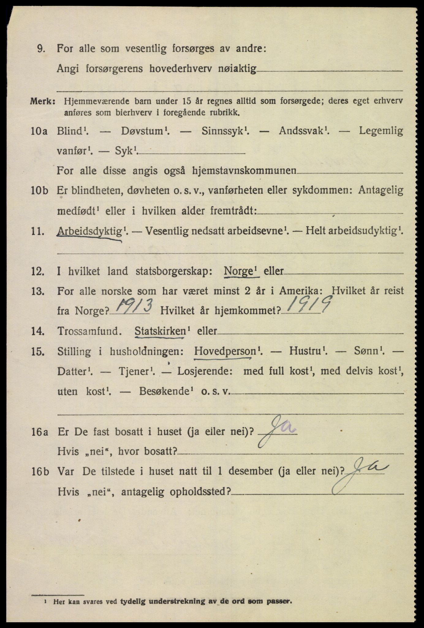 SAK, 1920 census for Lyngdal, 1920, p. 2388