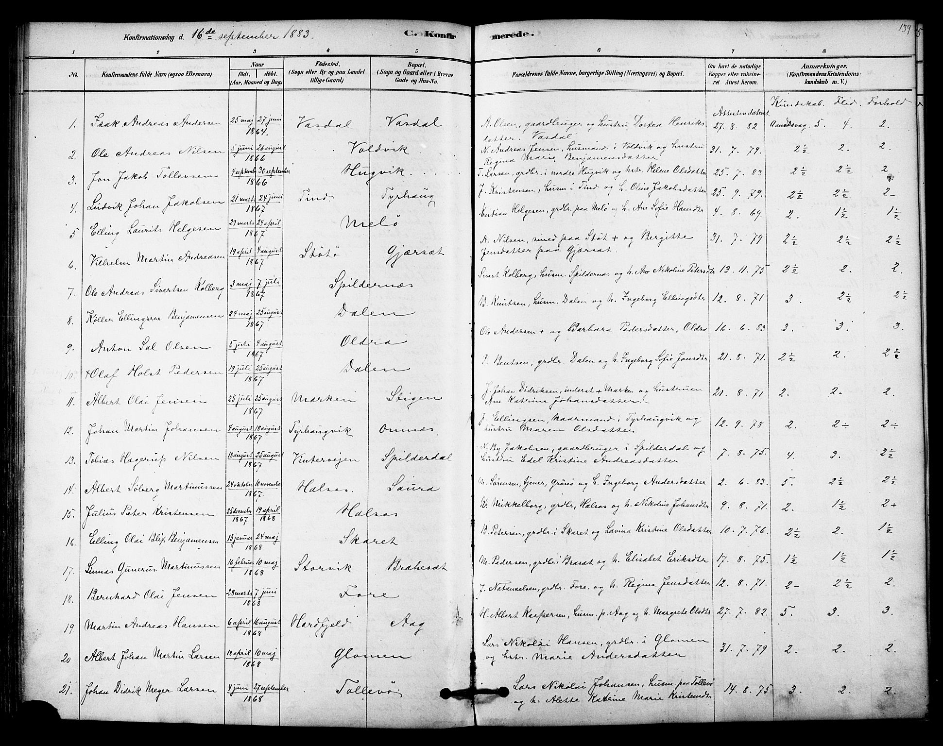 Ministerialprotokoller, klokkerbøker og fødselsregistre - Nordland, AV/SAT-A-1459/843/L0626: Parish register (official) no. 843A01, 1878-1907, p. 139