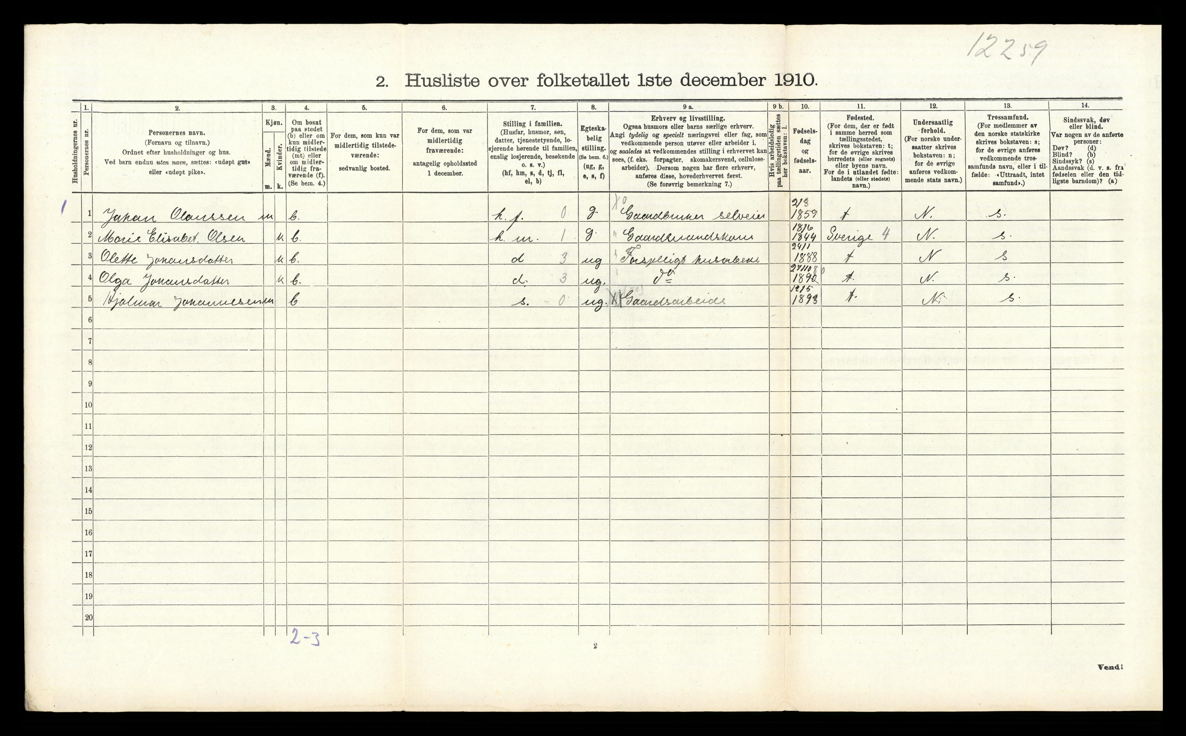 RA, 1910 census for Sande, 1910, p. 938