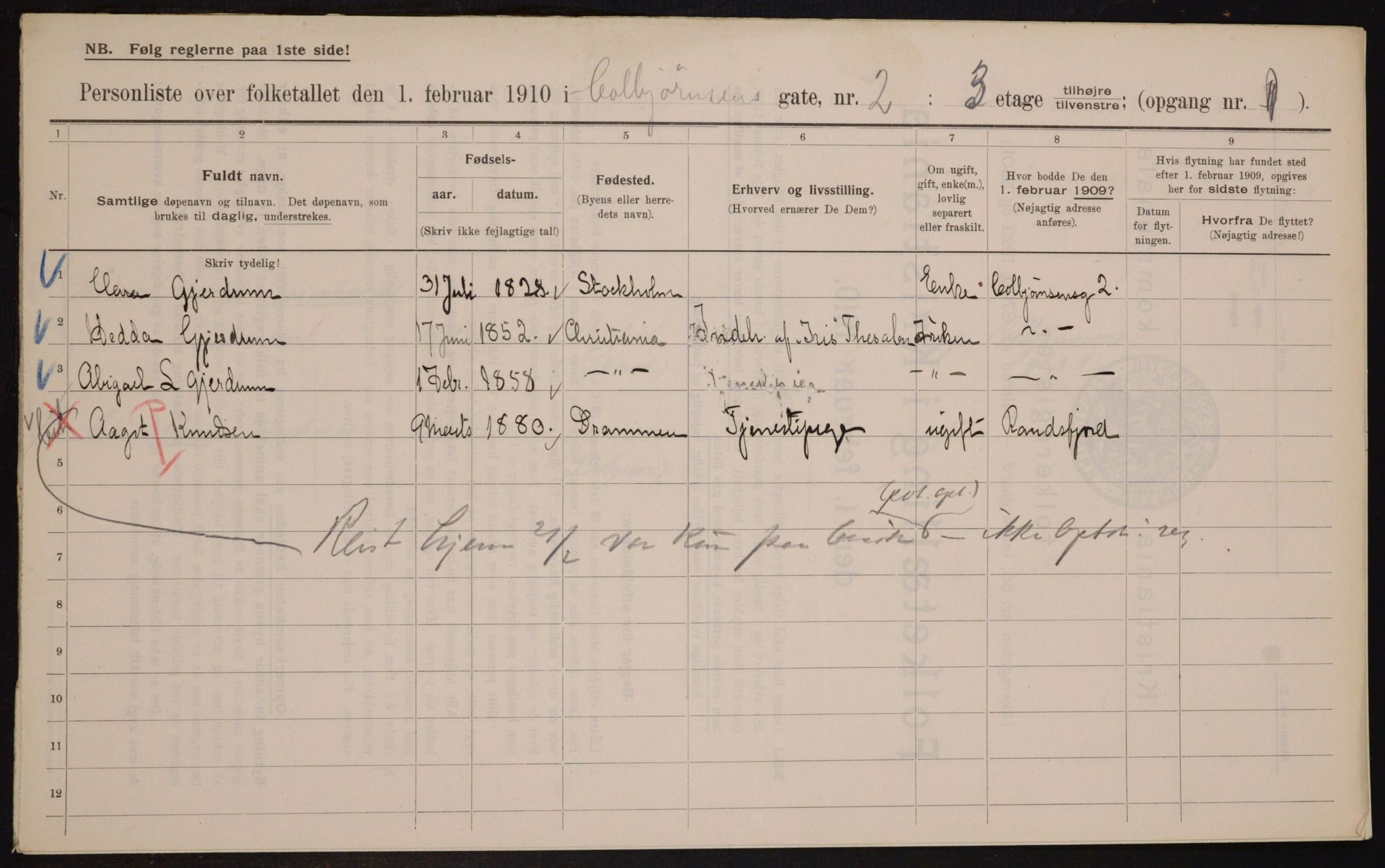 OBA, Municipal Census 1910 for Kristiania, 1910, p. 12357