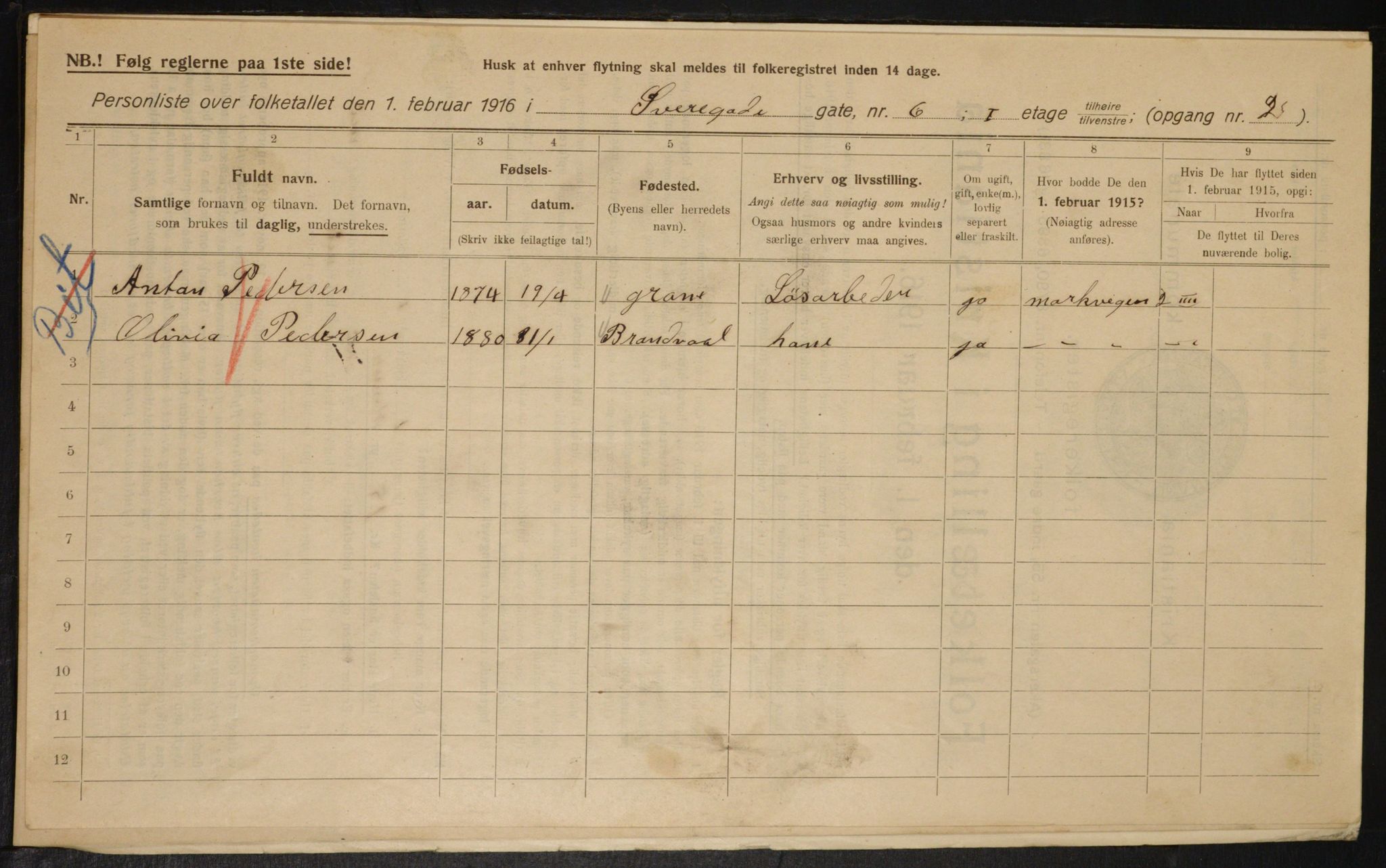 OBA, Municipal Census 1916 for Kristiania, 1916, p. 133570