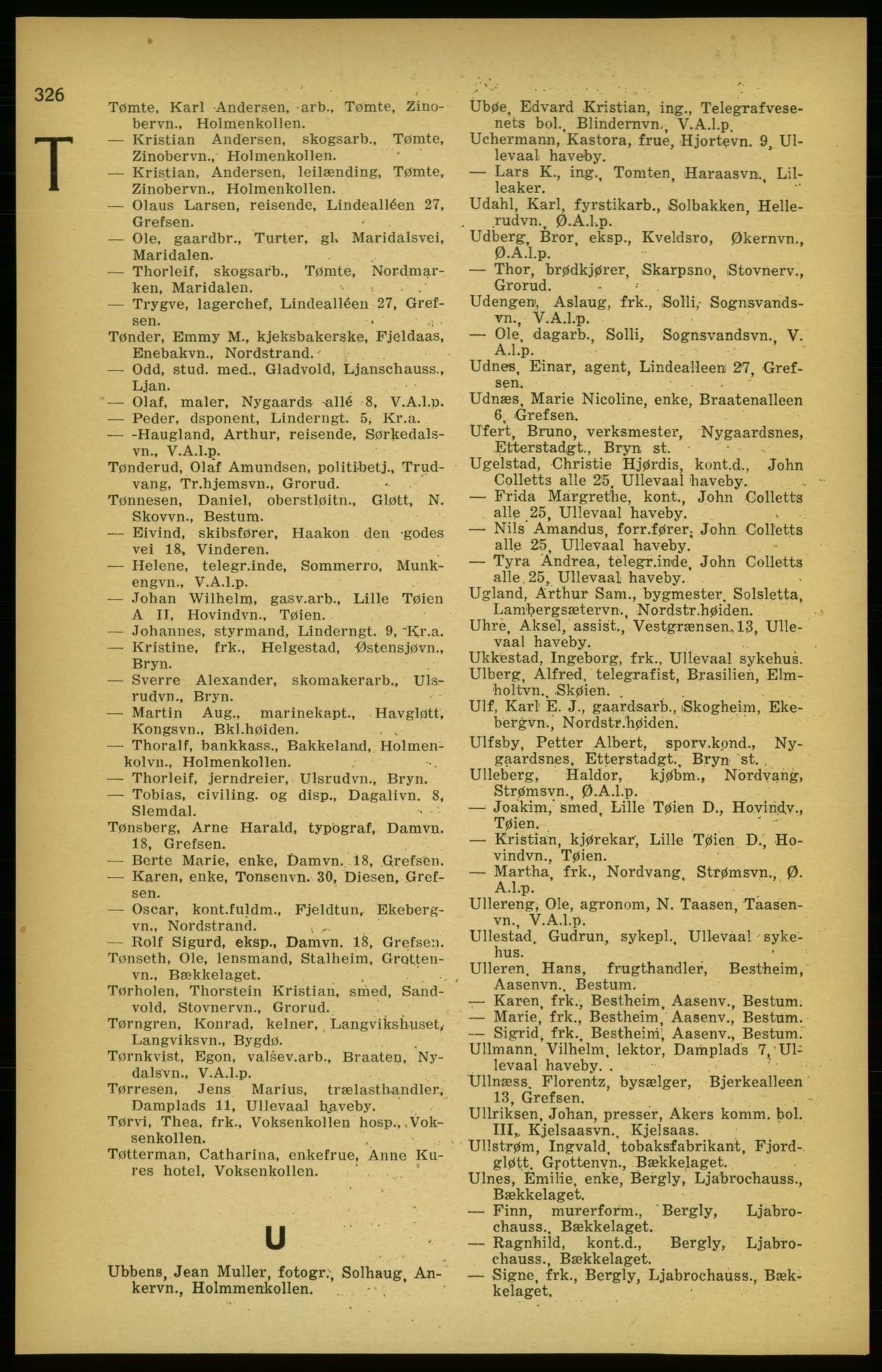 Aker adressebok/adressekalender, PUBL/001/A/003: Akers adressekalender, 1924-1925, p. 326