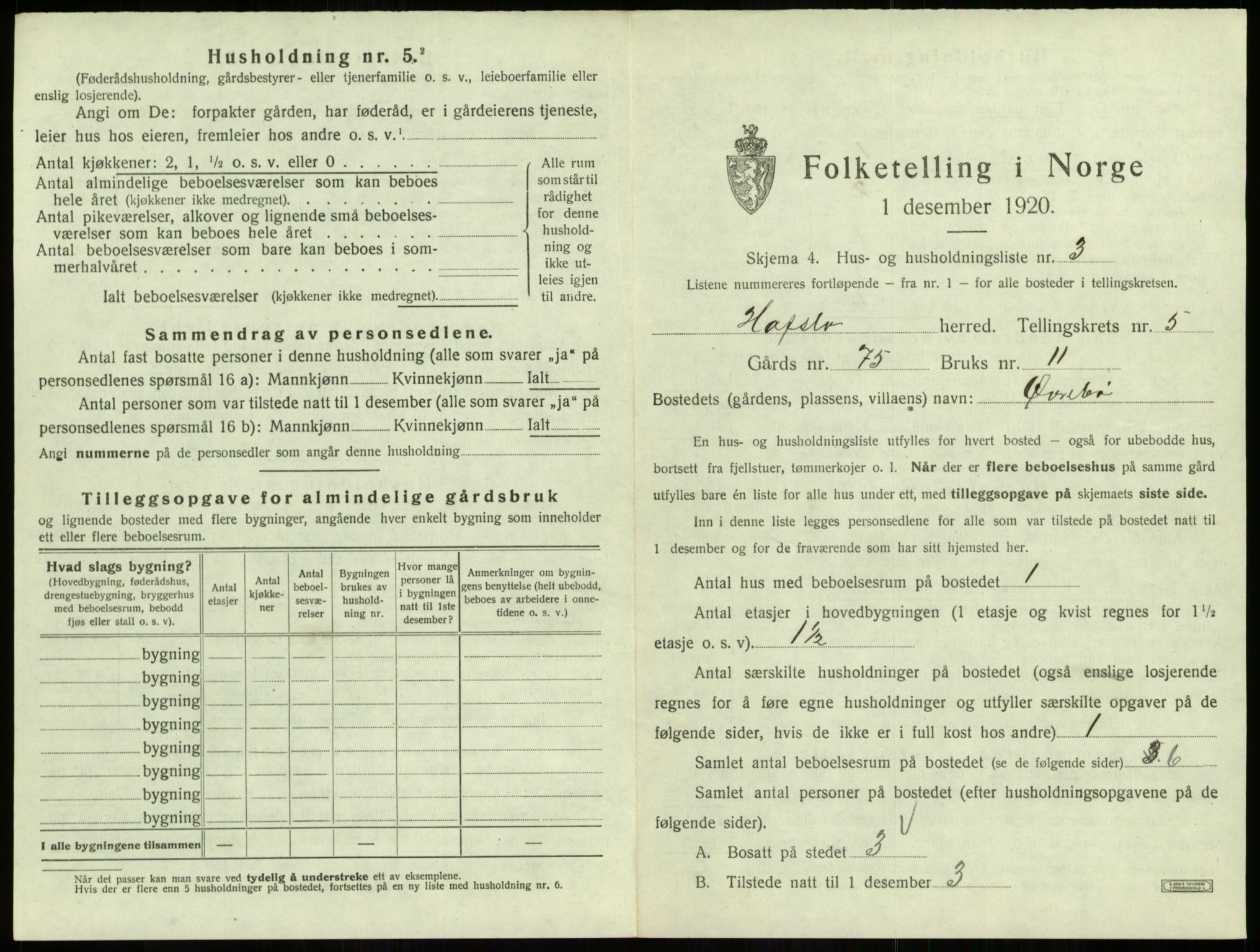 SAB, 1920 census for Hafslo, 1920, p. 542