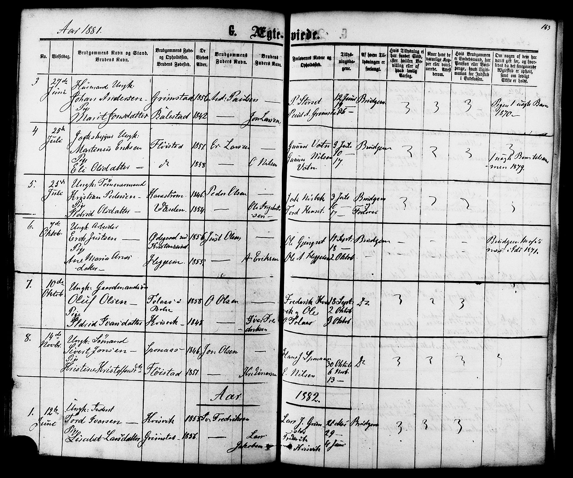 Ministerialprotokoller, klokkerbøker og fødselsregistre - Møre og Romsdal, AV/SAT-A-1454/587/L0999: Parish register (official) no. 587A01, 1864-1886, p. 163