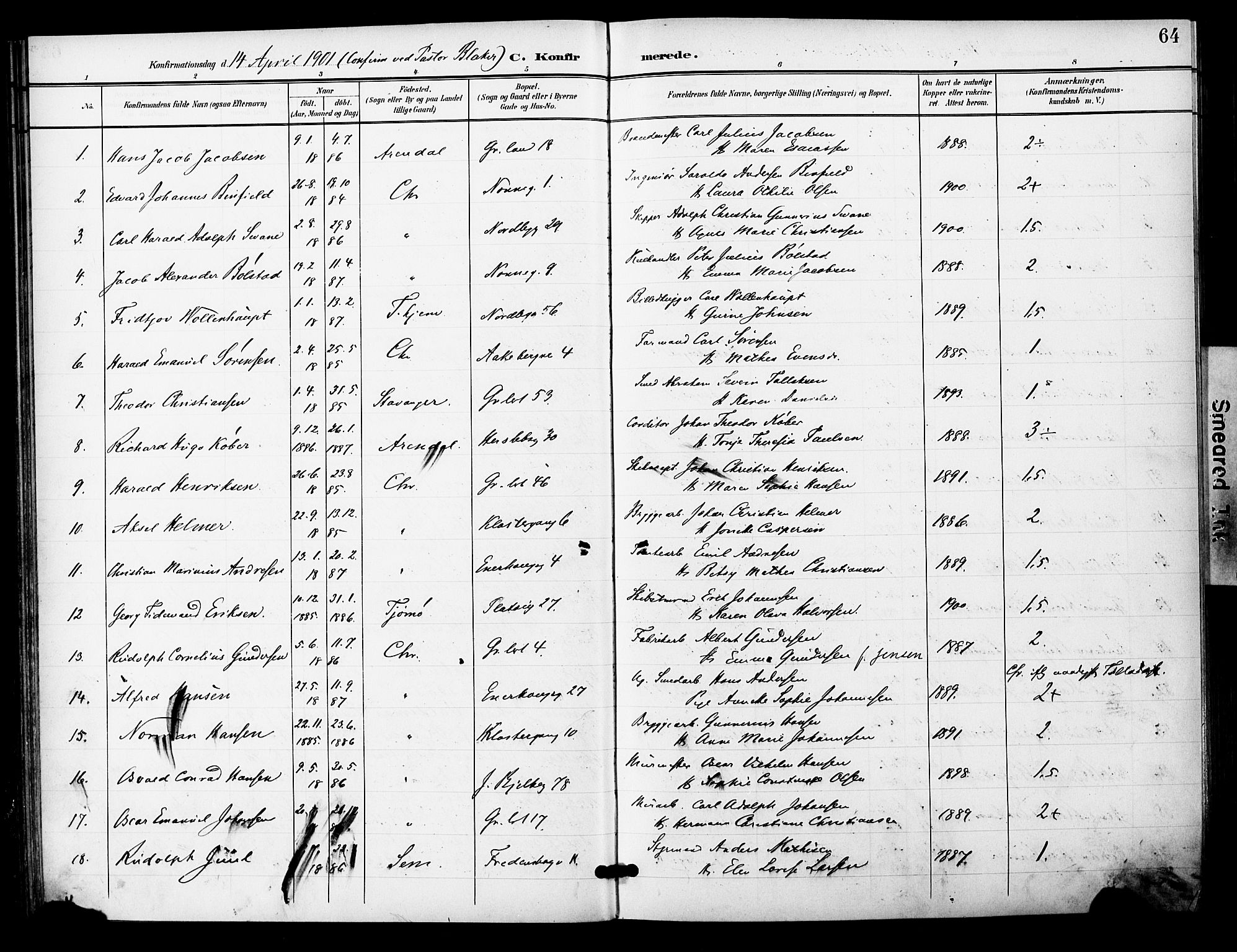 Grønland prestekontor Kirkebøker, SAO/A-10848/F/Fa/L0015: Parish register (official) no. 15, 1899-1919, p. 64