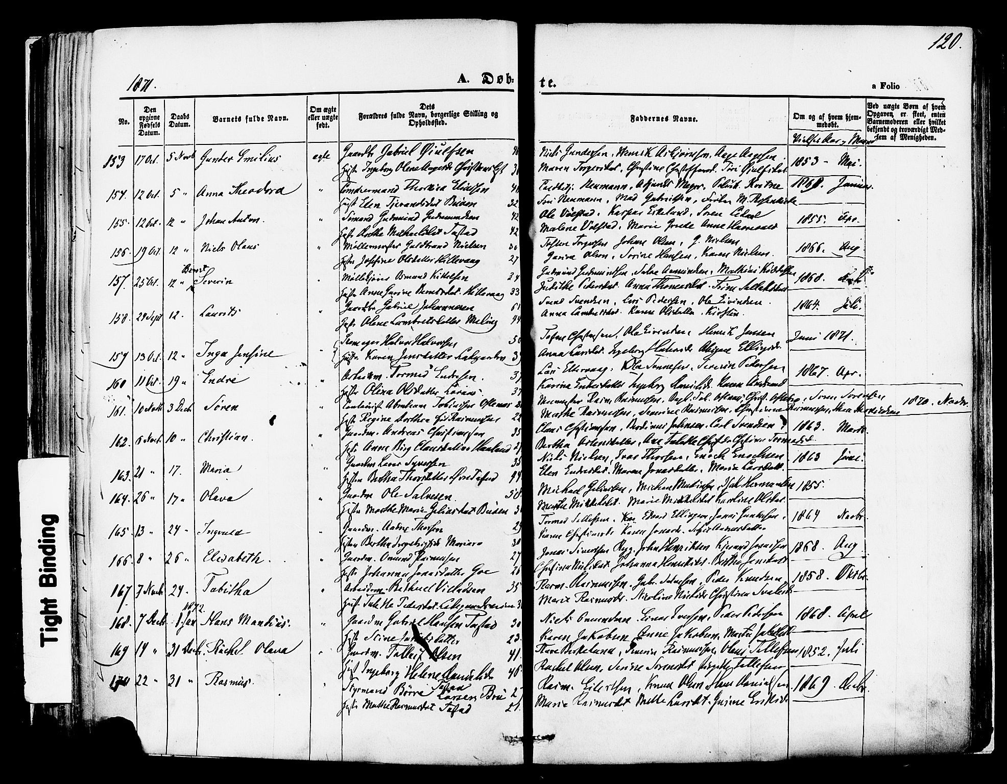 Hetland sokneprestkontor, SAST/A-101826/30/30BA/L0003: Parish register (official) no. A 3, 1862-1876, p. 120