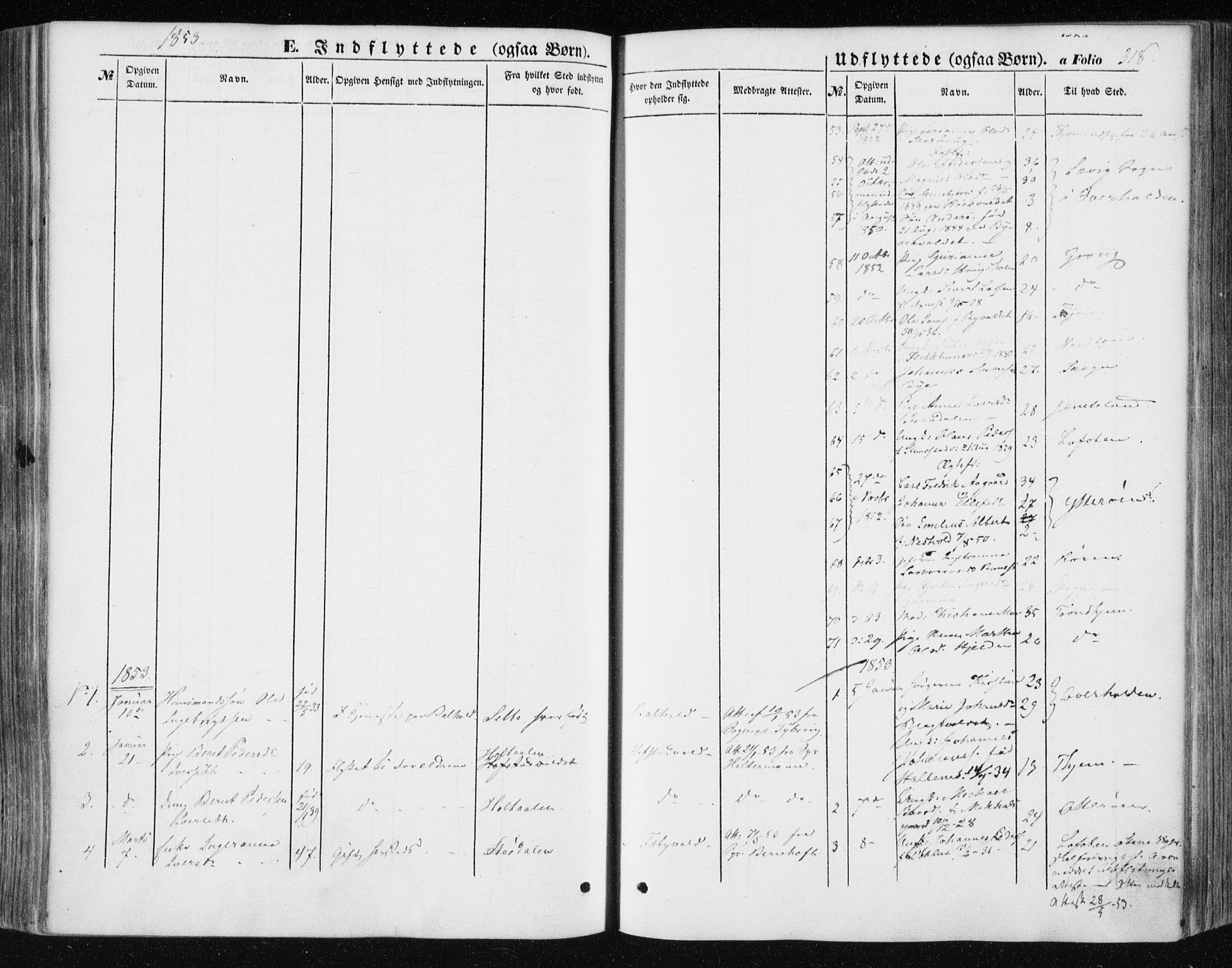 Ministerialprotokoller, klokkerbøker og fødselsregistre - Nord-Trøndelag, SAT/A-1458/723/L0240: Parish register (official) no. 723A09, 1852-1860, p. 318