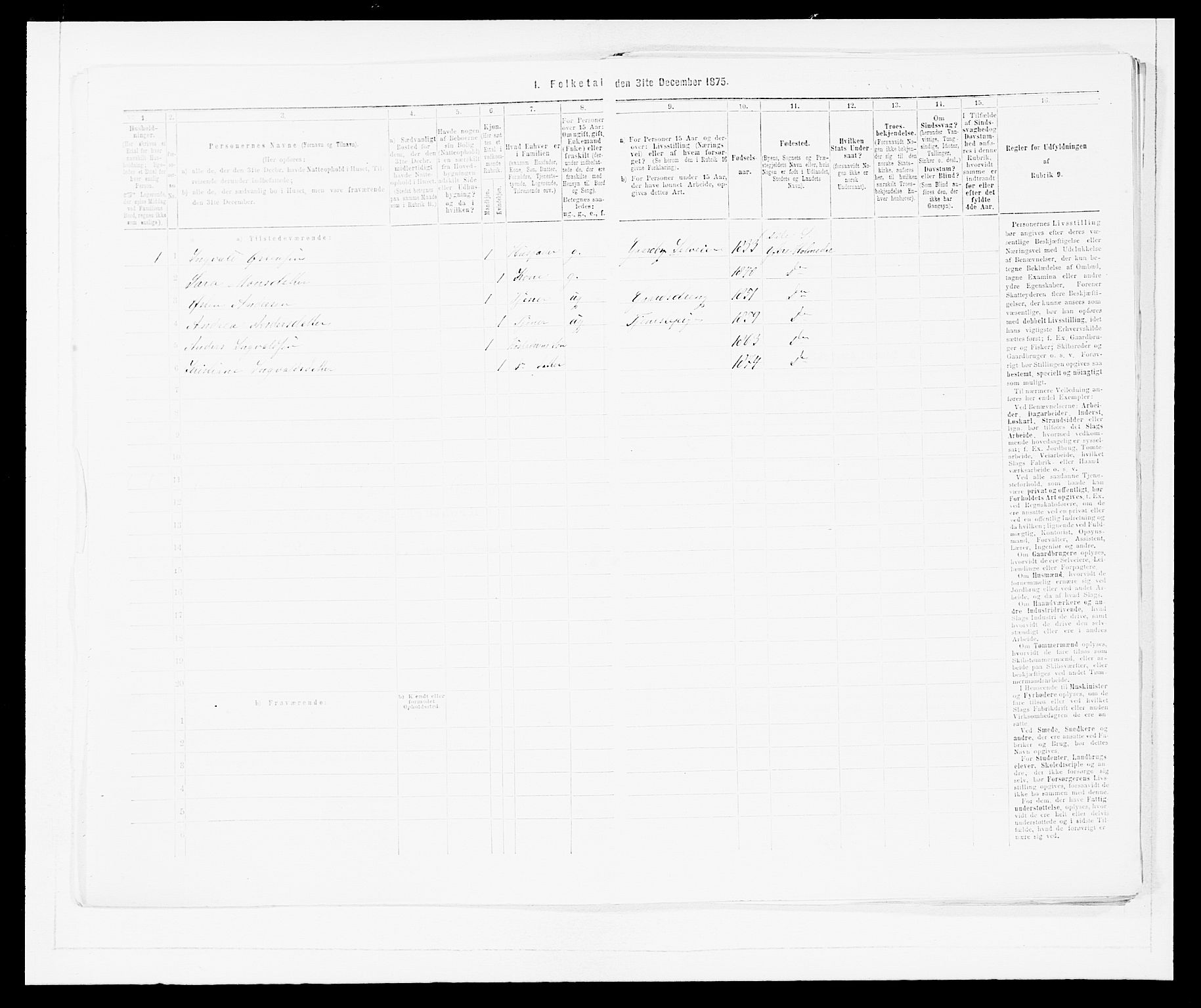 SAB, 1875 census for 1429P Ytre Holmedal, 1875, p. 1026