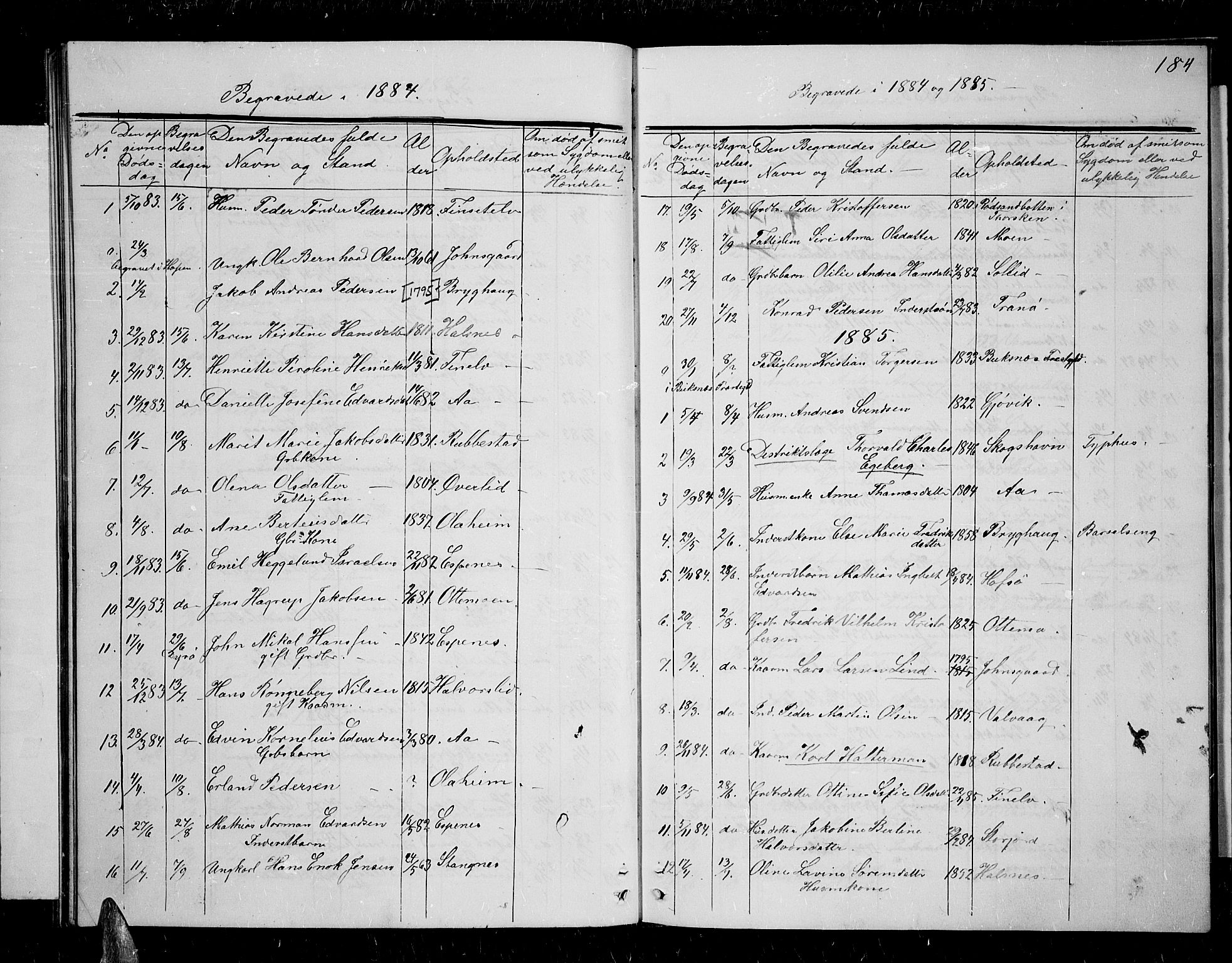 Tranøy sokneprestkontor, SATØ/S-1313/I/Ia/Iab/L0003klokker: Parish register (copy) no. 3, 1861-1887, p. 184