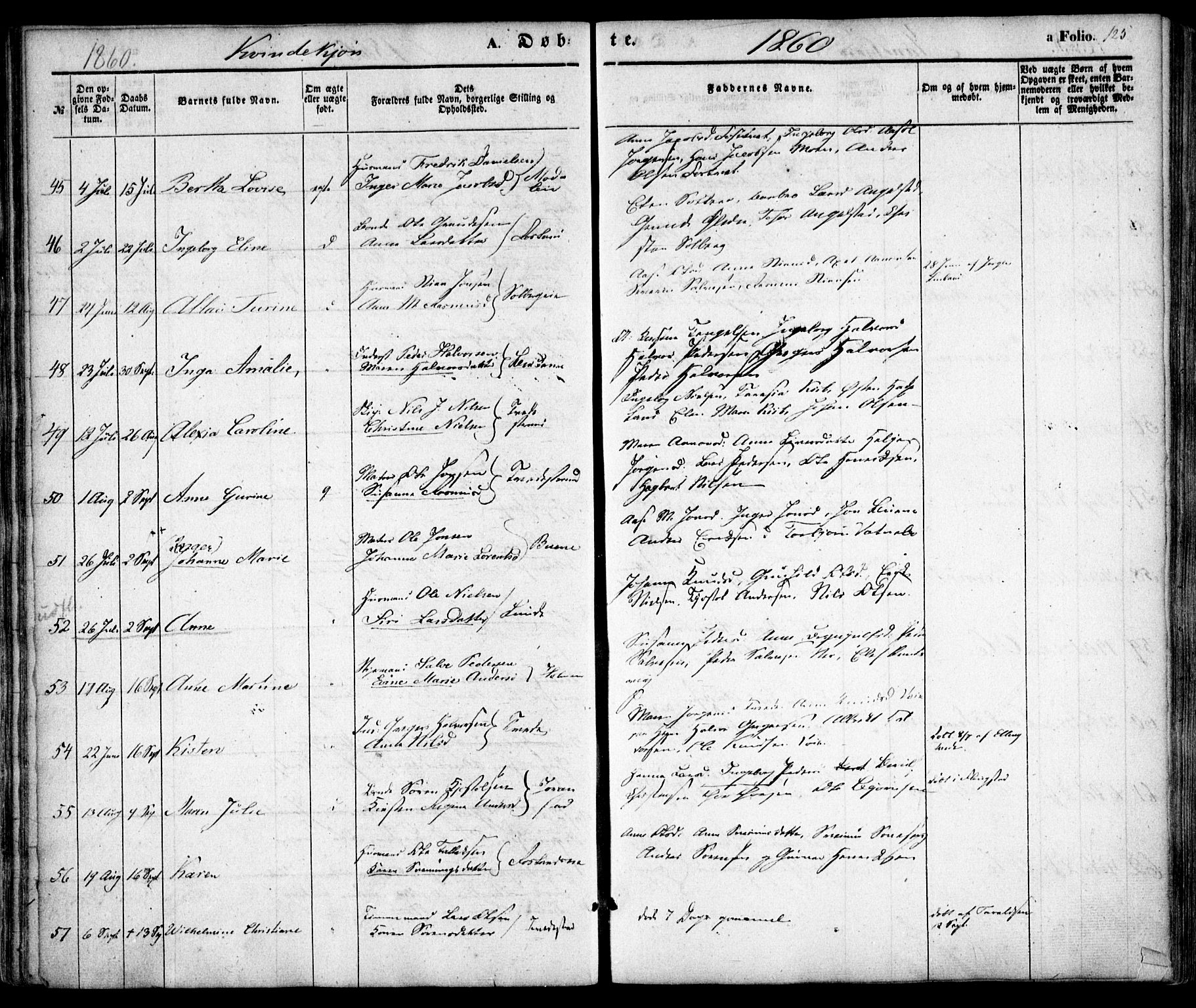 Holt sokneprestkontor, AV/SAK-1111-0021/F/Fa/L0008: Parish register (official) no. A 8, 1849-1860, p. 125