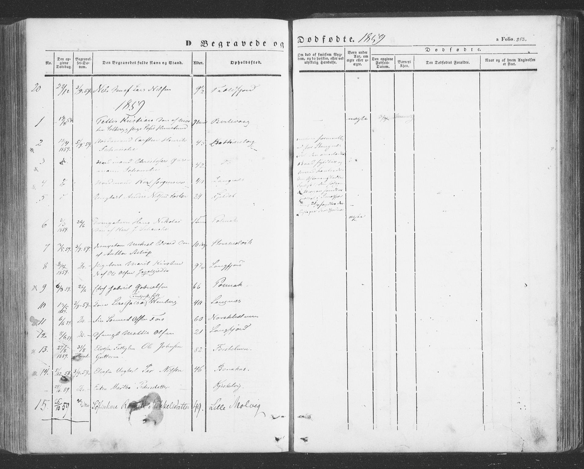Tana sokneprestkontor, SATØ/S-1334/H/Ha/L0001kirke: Parish register (official) no. 1, 1846-1861, p. 252