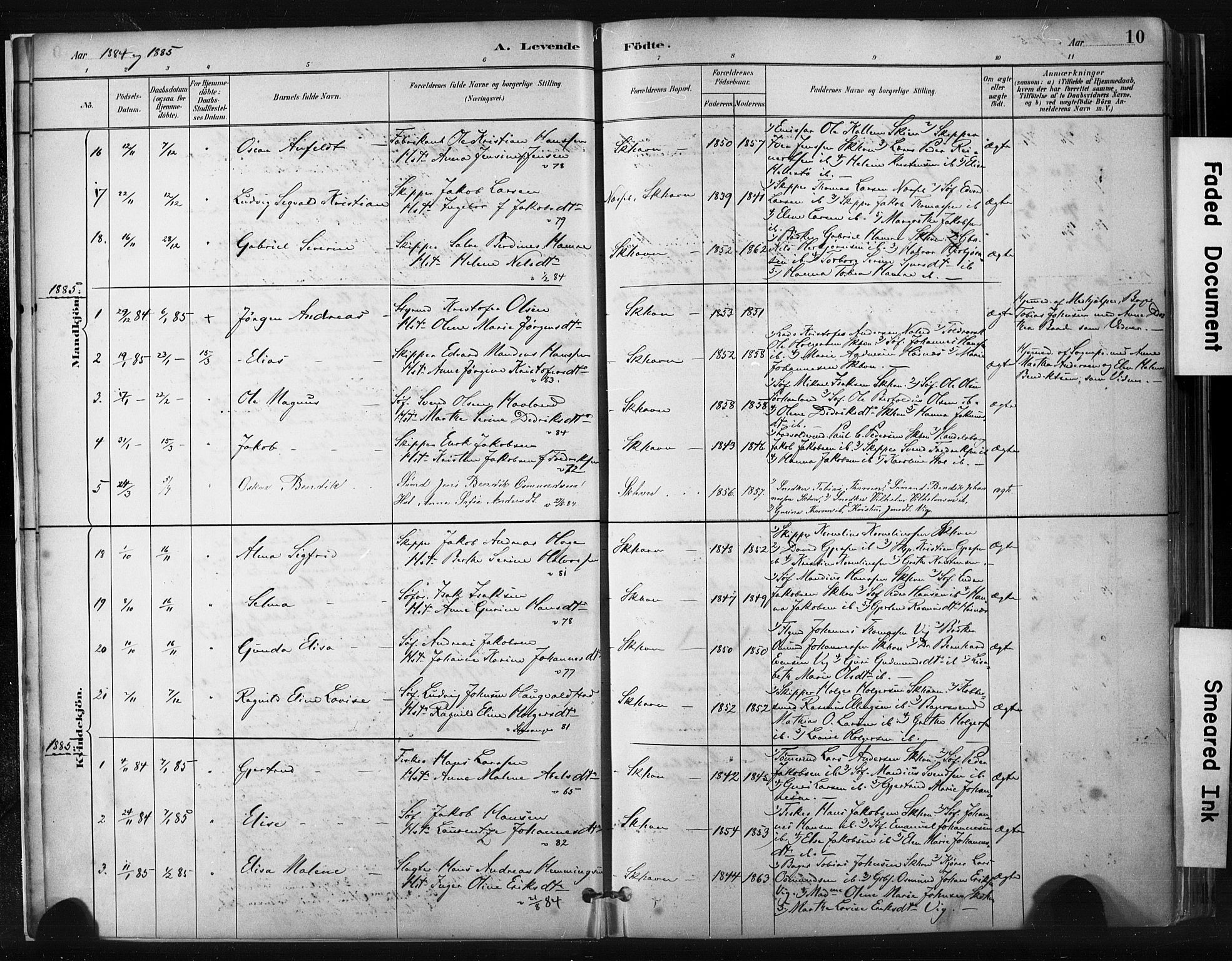 Skudenes sokneprestkontor, SAST/A -101849/H/Ha/Haa/L0008: Parish register (official) no. A 5, 1882-1912, p. 10