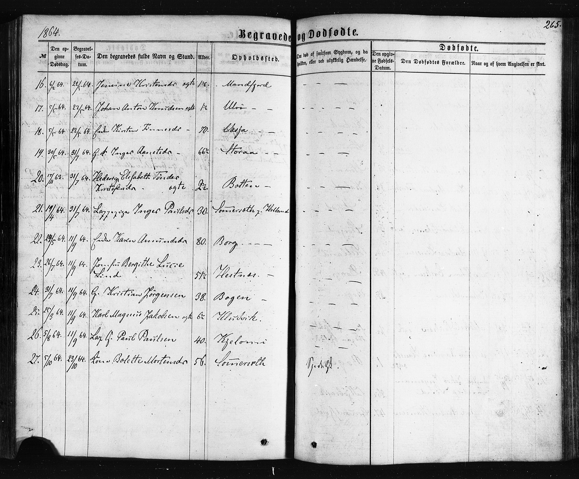 Ministerialprotokoller, klokkerbøker og fødselsregistre - Nordland, AV/SAT-A-1459/861/L0867: Parish register (official) no. 861A02, 1864-1878, p. 265