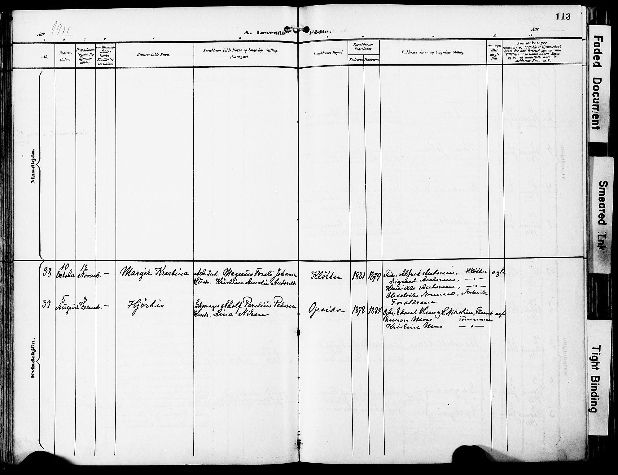 Ministerialprotokoller, klokkerbøker og fødselsregistre - Nordland, AV/SAT-A-1459/859/L0848: Parish register (official) no. 859A08, 1900-1912, p. 113