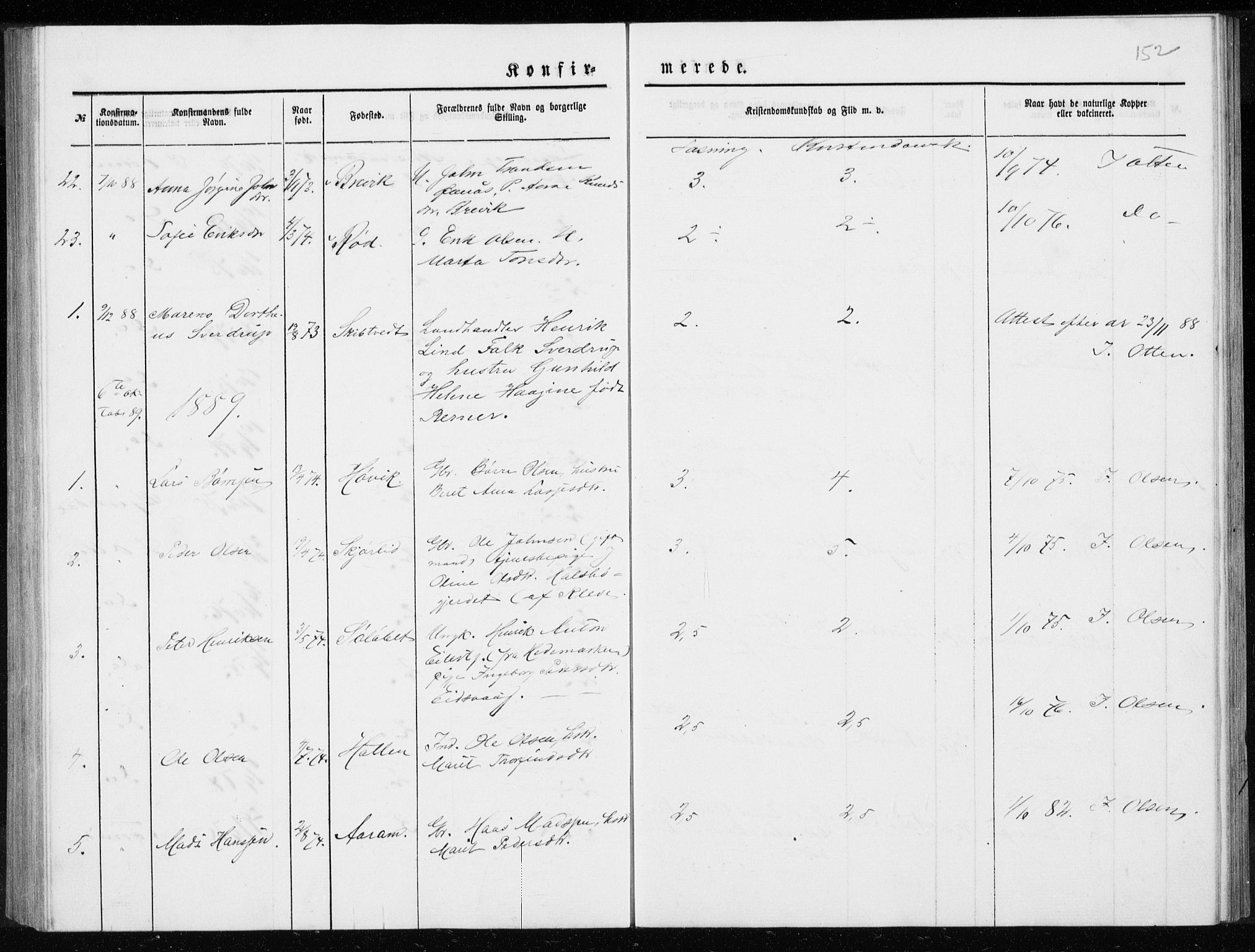 Ministerialprotokoller, klokkerbøker og fødselsregistre - Møre og Romsdal, SAT/A-1454/551/L0631: Parish register (copy) no. 551C03, 1886-1894, p. 152