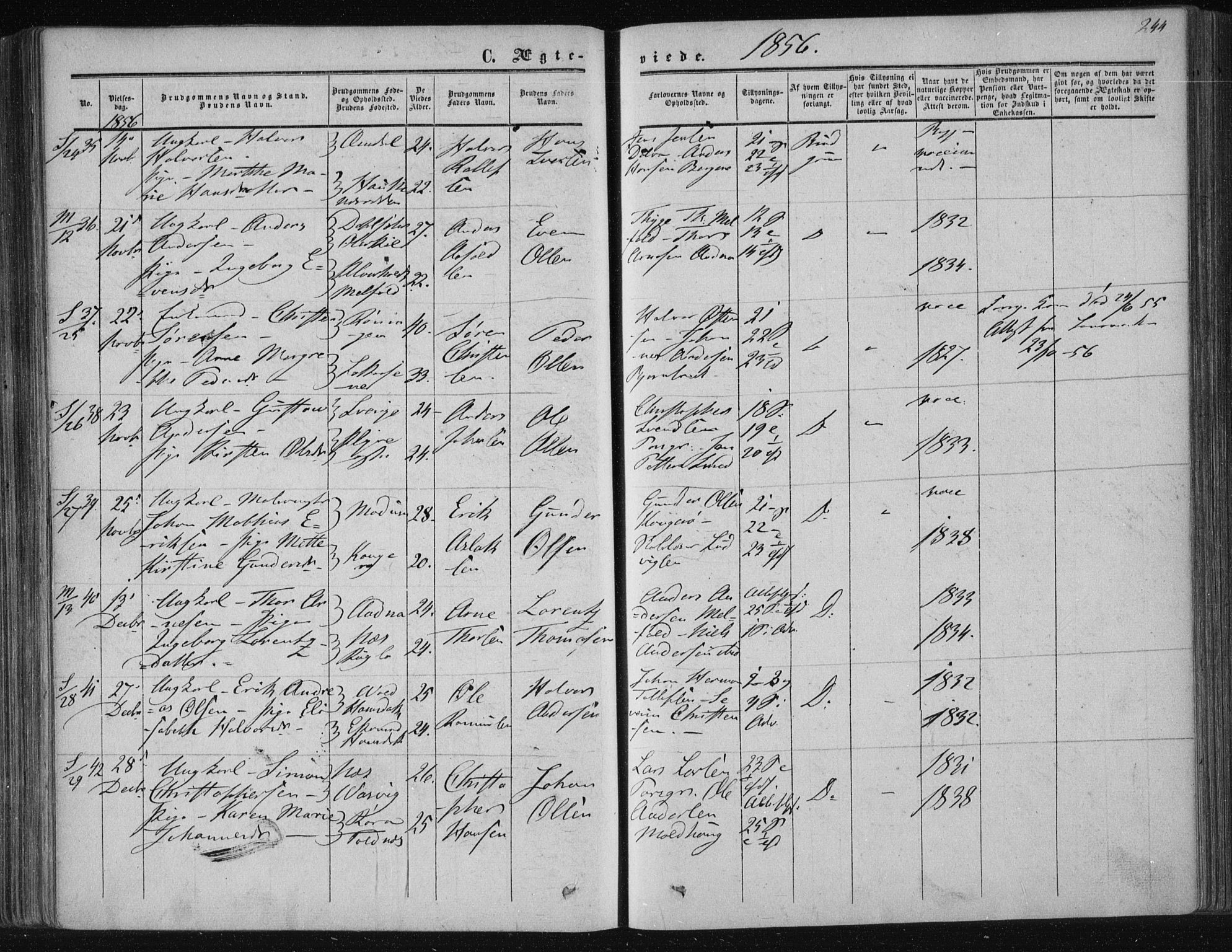 Solum kirkebøker, SAKO/A-306/F/Fa/L0007: Parish register (official) no. I 7, 1856-1864, p. 244