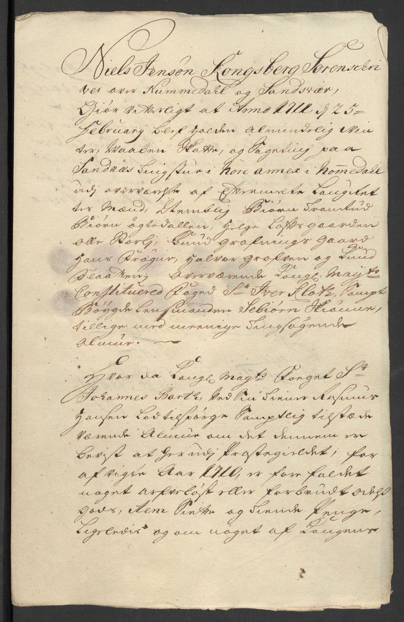 Rentekammeret inntil 1814, Reviderte regnskaper, Fogderegnskap, AV/RA-EA-4092/R24/L1585: Fogderegnskap Numedal og Sandsvær, 1709-1710, p. 186