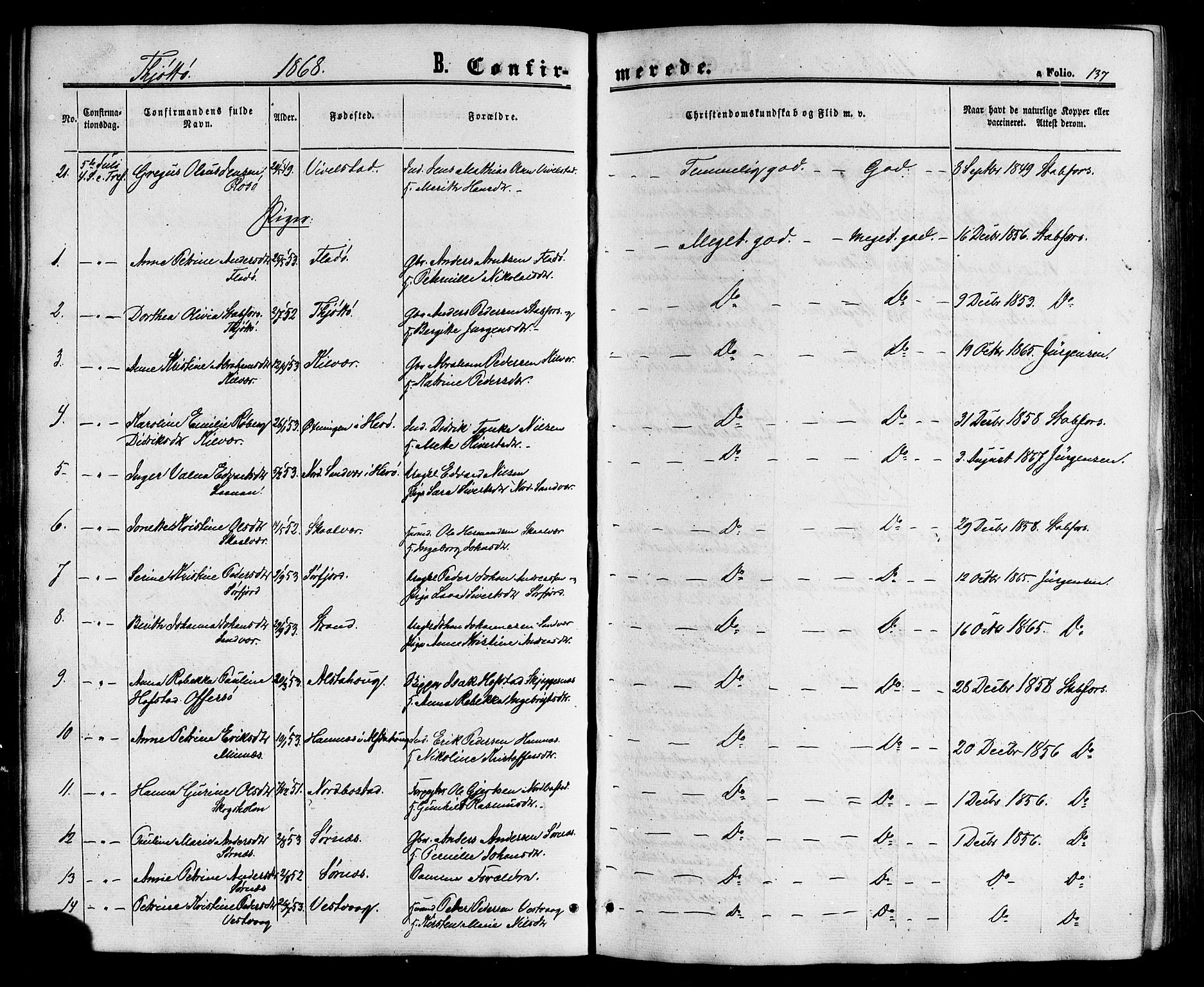 Ministerialprotokoller, klokkerbøker og fødselsregistre - Nordland, SAT/A-1459/817/L0262: Parish register (official) no. 817A03/ 1, 1862-1877, p. 137