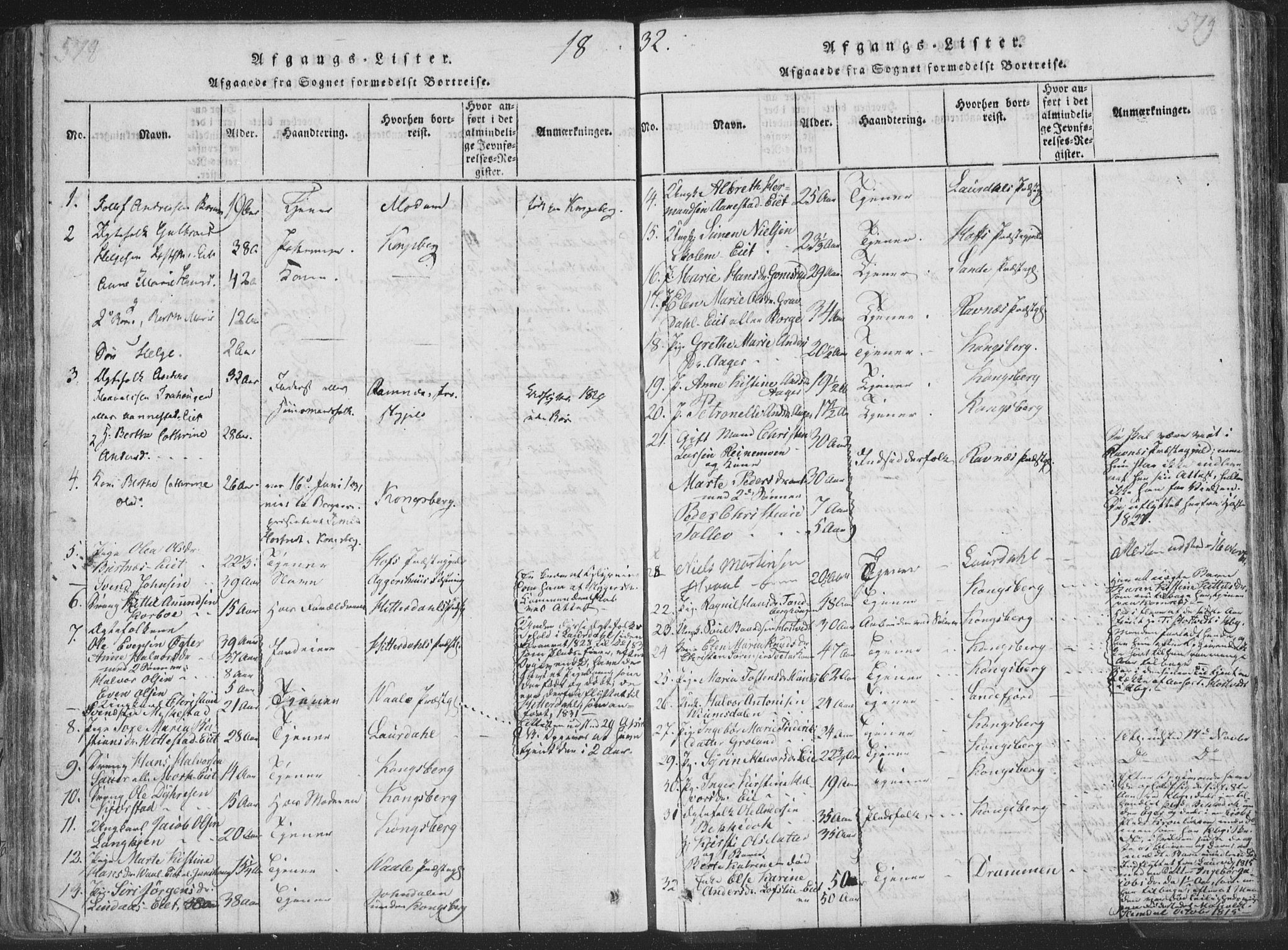 Sandsvær kirkebøker, SAKO/A-244/F/Fa/L0004: Parish register (official) no. I 4, 1817-1839, p. 578-579