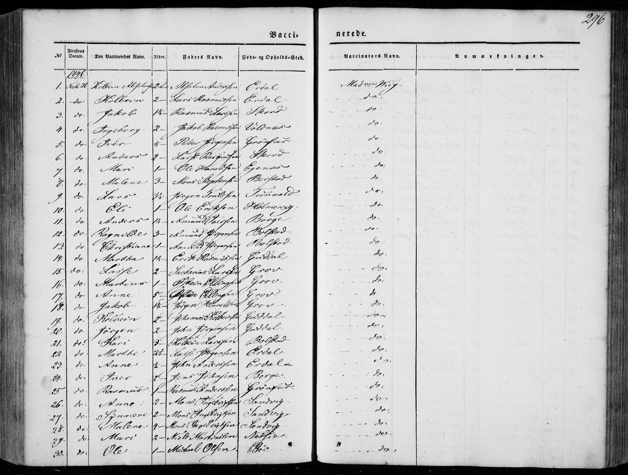 Stryn Sokneprestembete, SAB/A-82501: Parish register (official) no. A 2, 1844-1861, p. 296