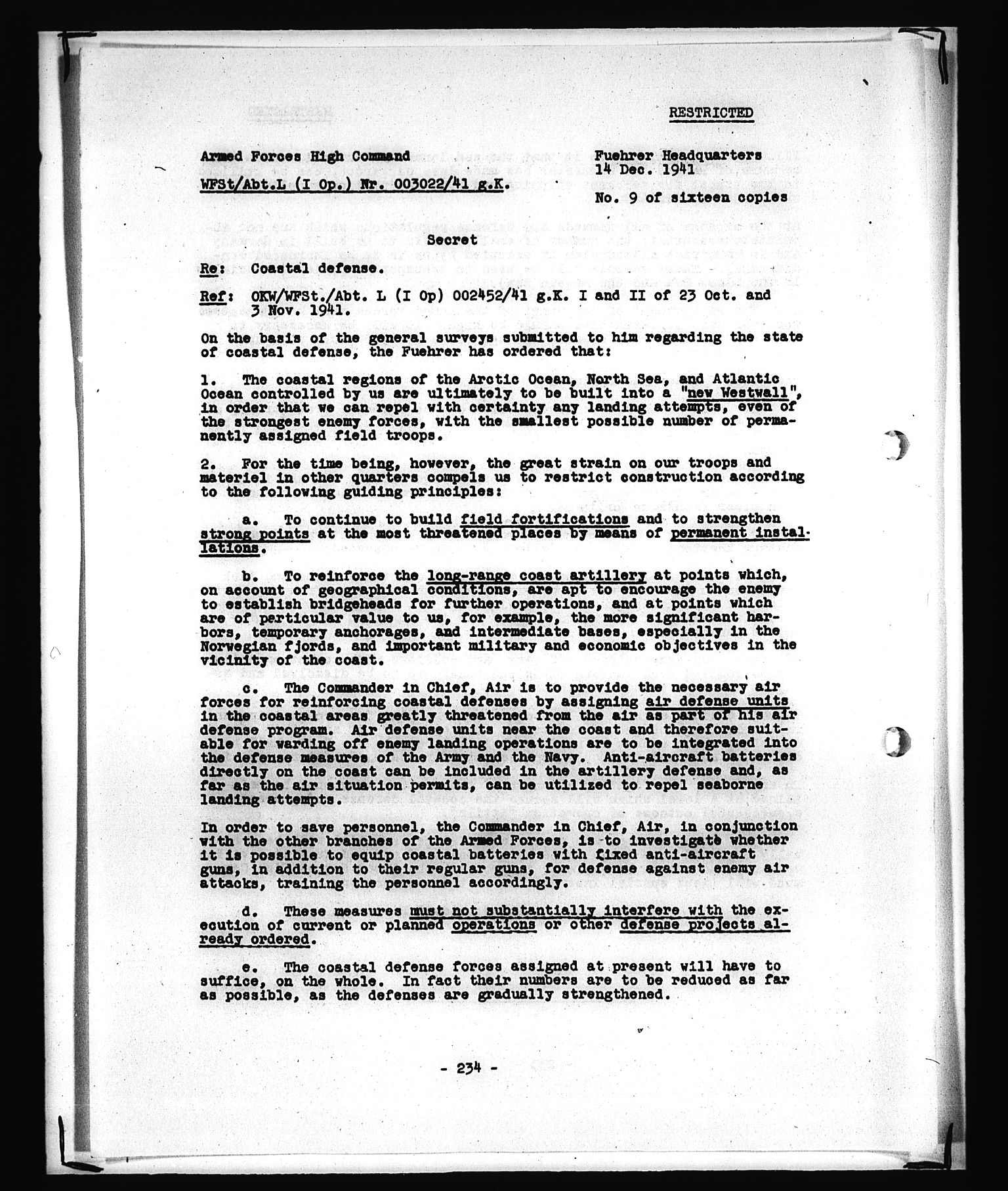 Documents Section, AV/RA-RAFA-2200/V/L0089: Amerikansk mikrofilm "Captured German Documents".
Box No. 728.  FKA jnr. 569/1954., 1939-1945, p. 246