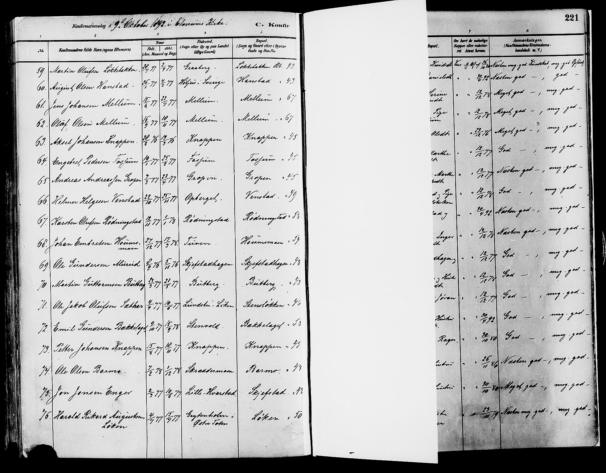 Elverum prestekontor, AV/SAH-PREST-044/H/Ha/Haa/L0013: Parish register (official) no. 13, 1880-1890, p. 221