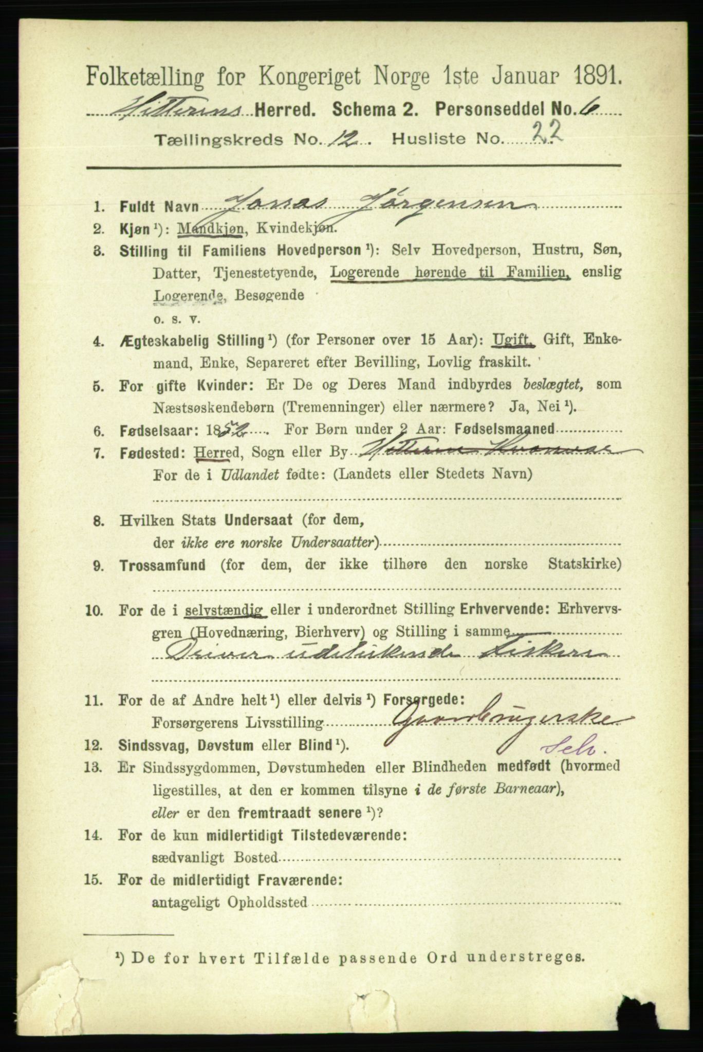 RA, 1891 census for 1617 Hitra, 1891, p. 2694