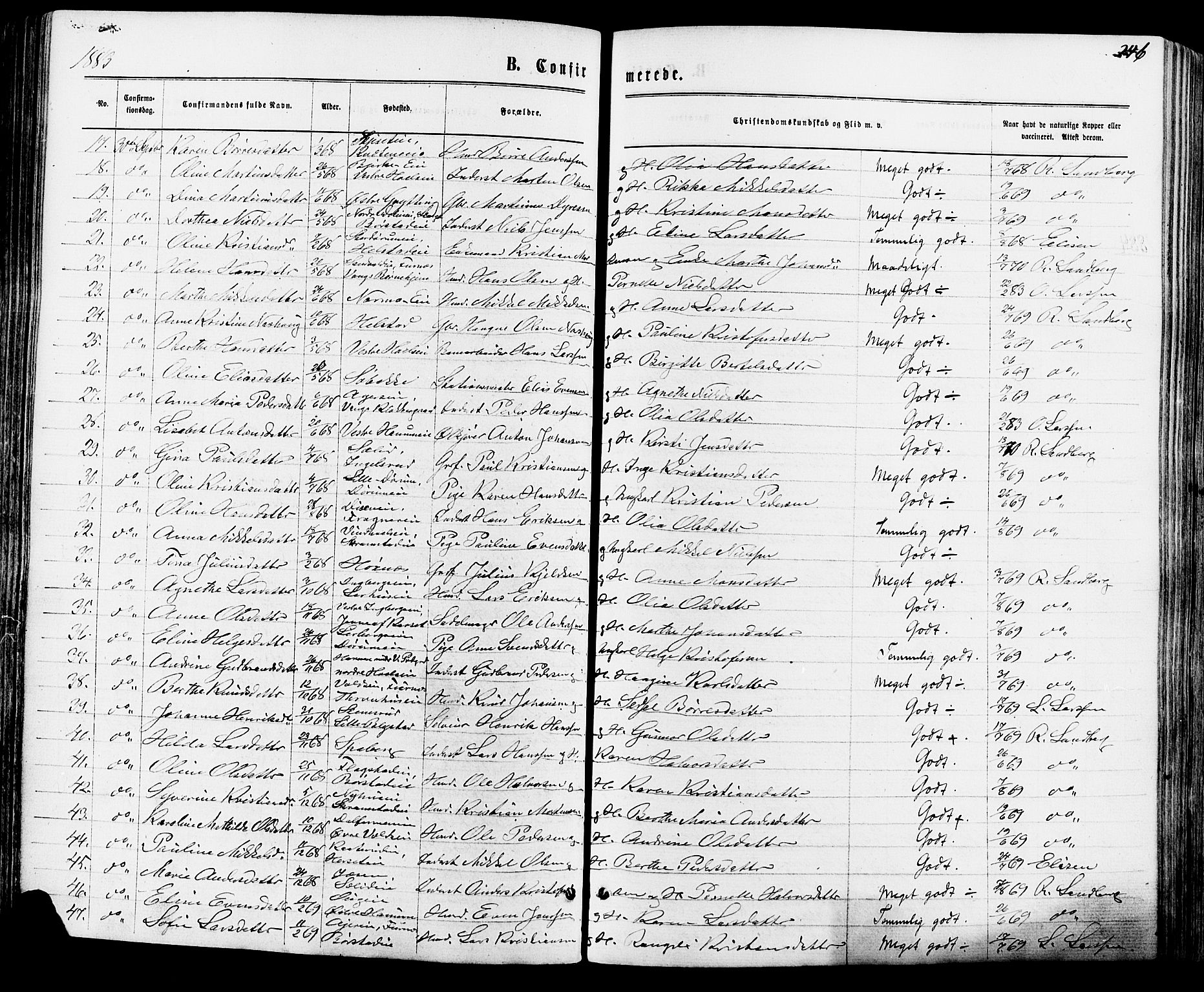 Vang prestekontor, Hedmark, AV/SAH-PREST-008/H/Ha/Haa/L0015: Parish register (official) no. 15, 1871-1885, p. 246