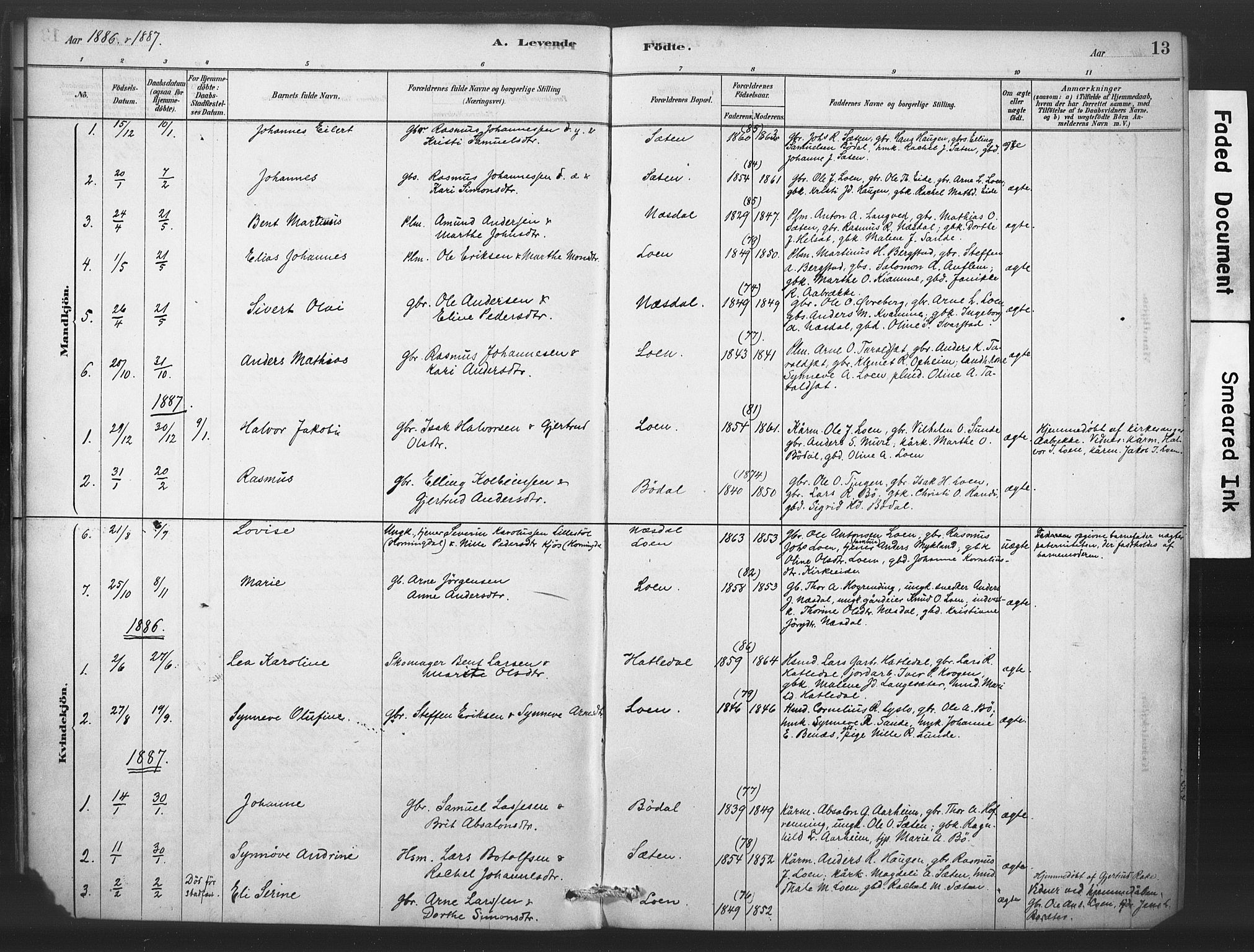 Stryn Sokneprestembete, AV/SAB-A-82501: Parish register (official) no. C 1, 1878-1907, p. 13