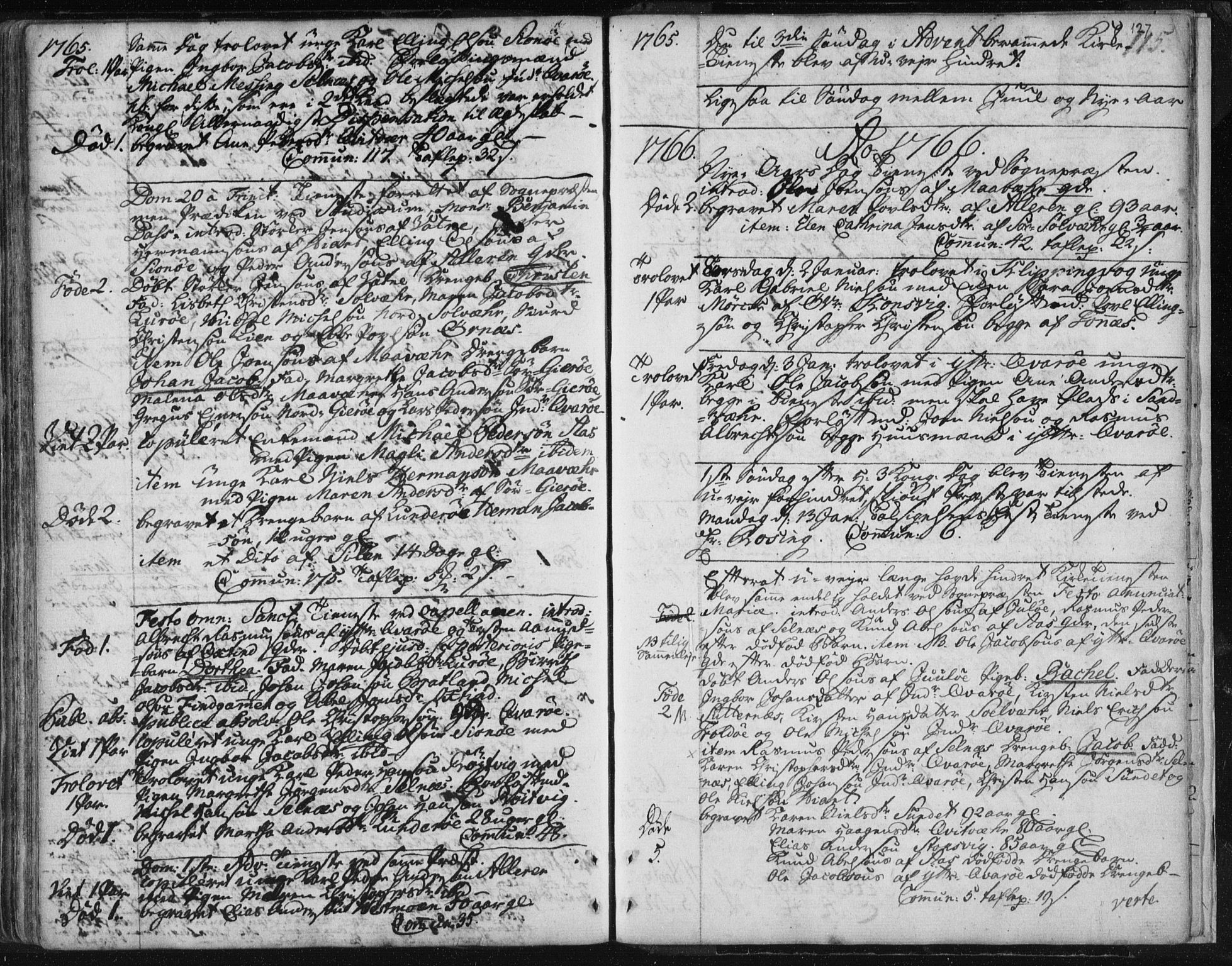 Ministerialprotokoller, klokkerbøker og fødselsregistre - Nordland, SAT/A-1459/841/L0587: Parish register (official) no. 841A02 /3, 1760-1767, p. 127