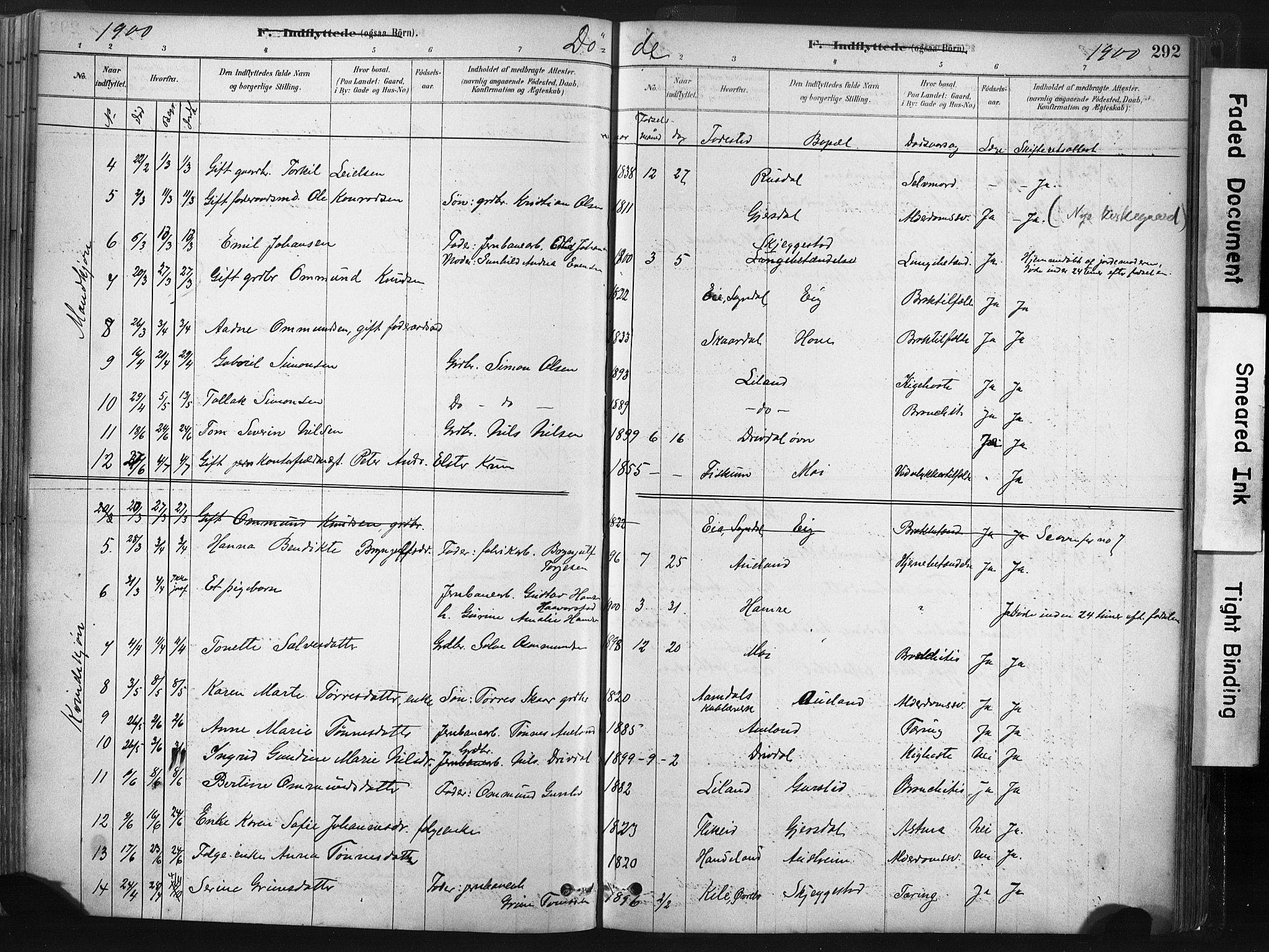 Lund sokneprestkontor, SAST/A-101809/S06/L0011: Parish register (official) no. A 10, 1877-1904, p. 292