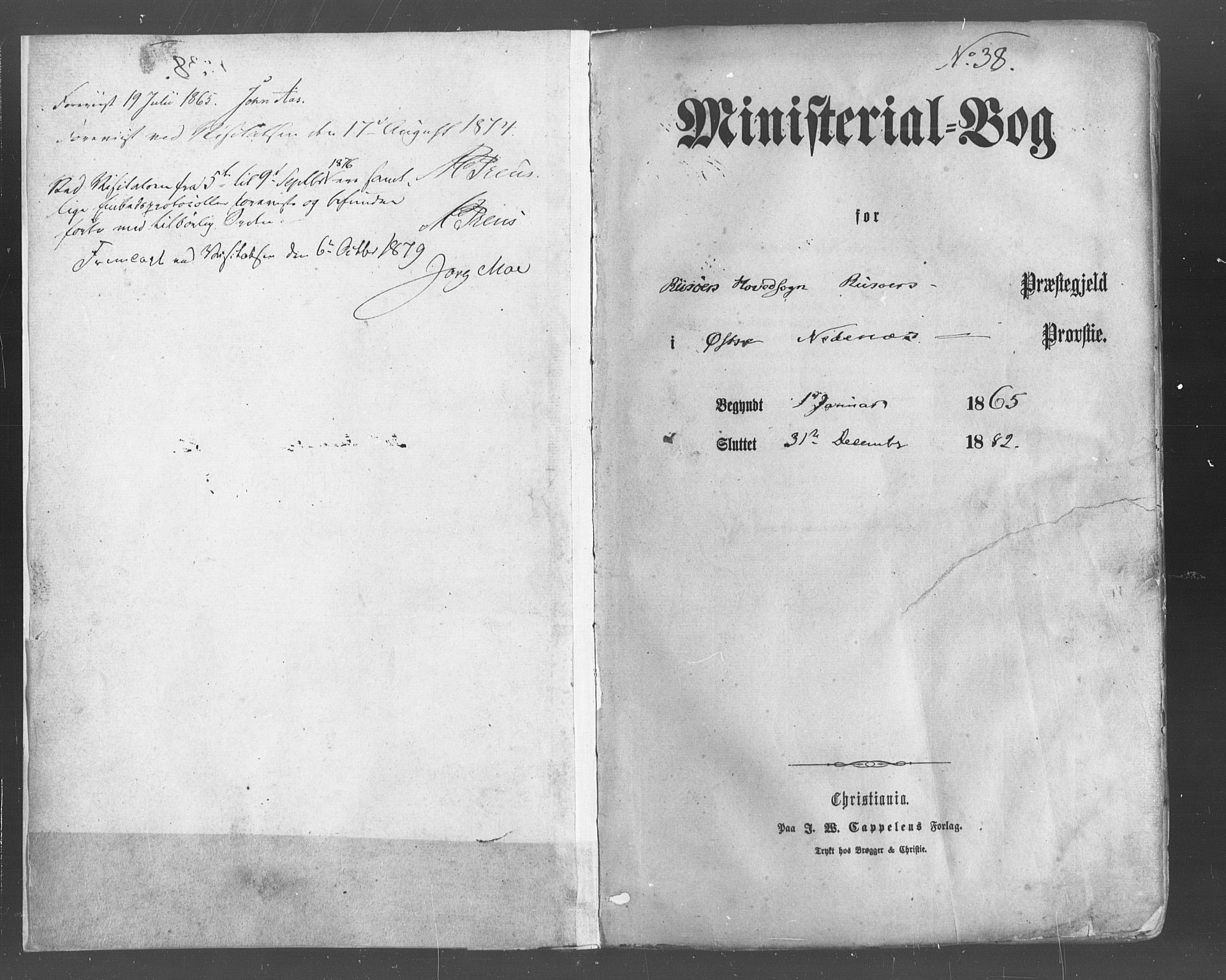 Risør sokneprestkontor, SAK/1111-0035/F/Fa/L0004: Parish register (official) no. A 4, 1865-1882