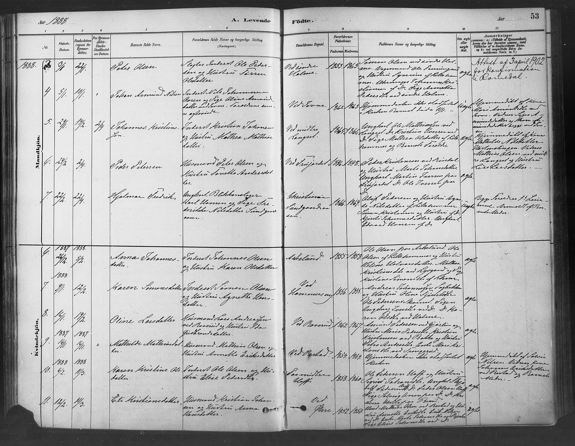 Fåberg prestekontor, SAH/PREST-086/H/Ha/Haa/L0009: Parish register (official) no. 9, 1879-1898, p. 53