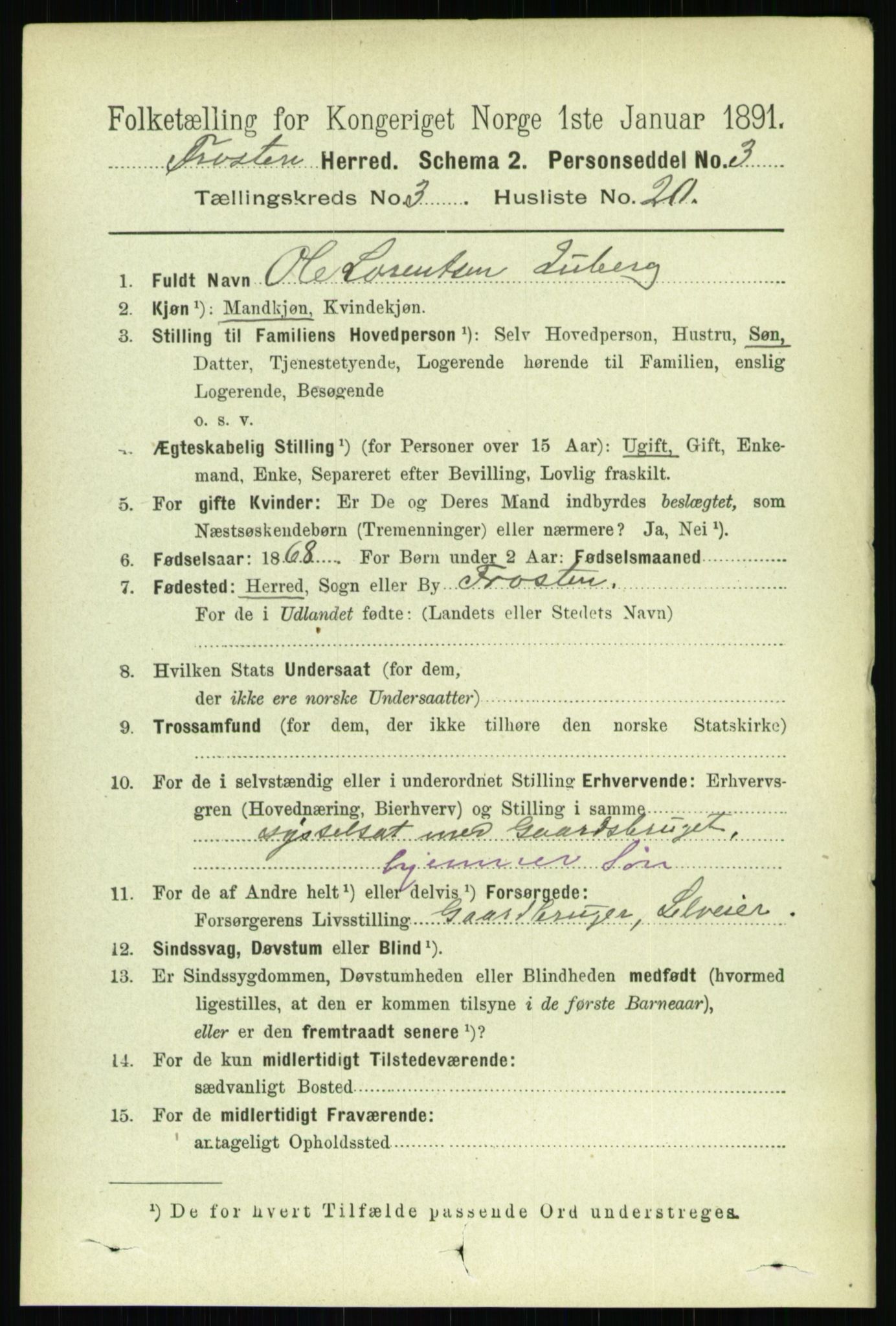 RA, 1891 census for 1717 Frosta, 1891, p. 2017