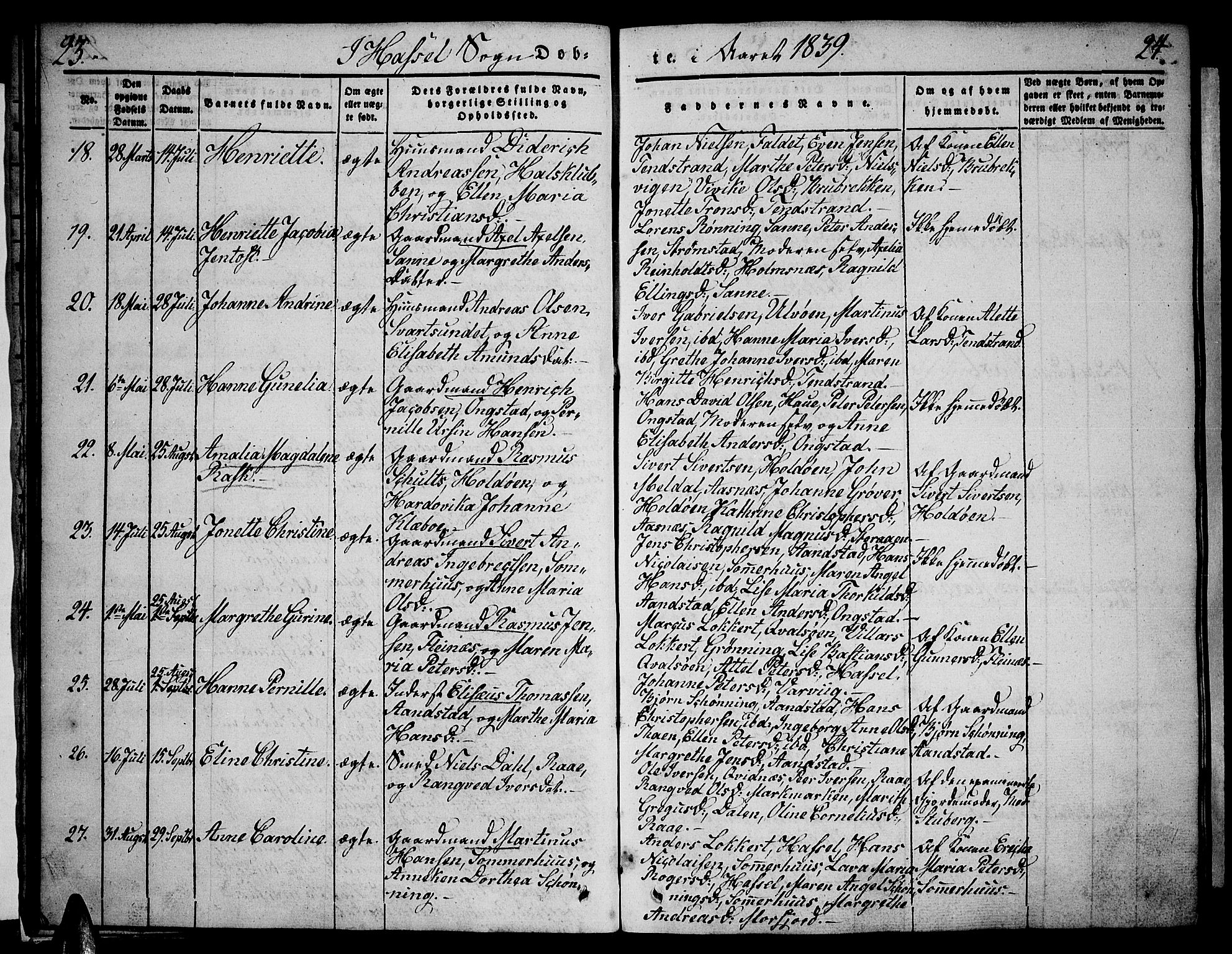 Ministerialprotokoller, klokkerbøker og fødselsregistre - Nordland, AV/SAT-A-1459/888/L1239: Parish register (official) no. 888A06 /1, 1837-1849, p. 23-24