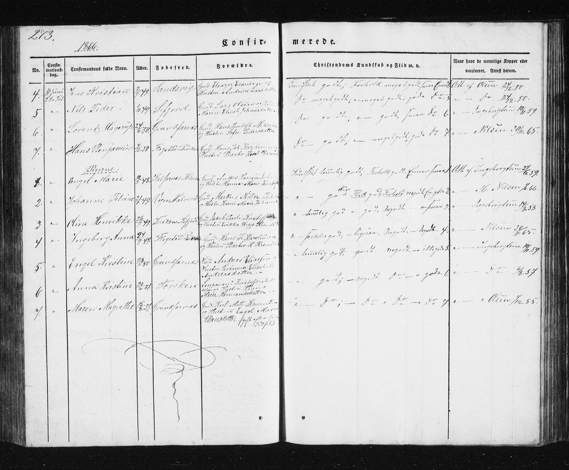 Berg sokneprestkontor, SATØ/S-1318/G/Ga/Gab/L0011klokker: Parish register (copy) no. 11, 1833-1878, p. 273