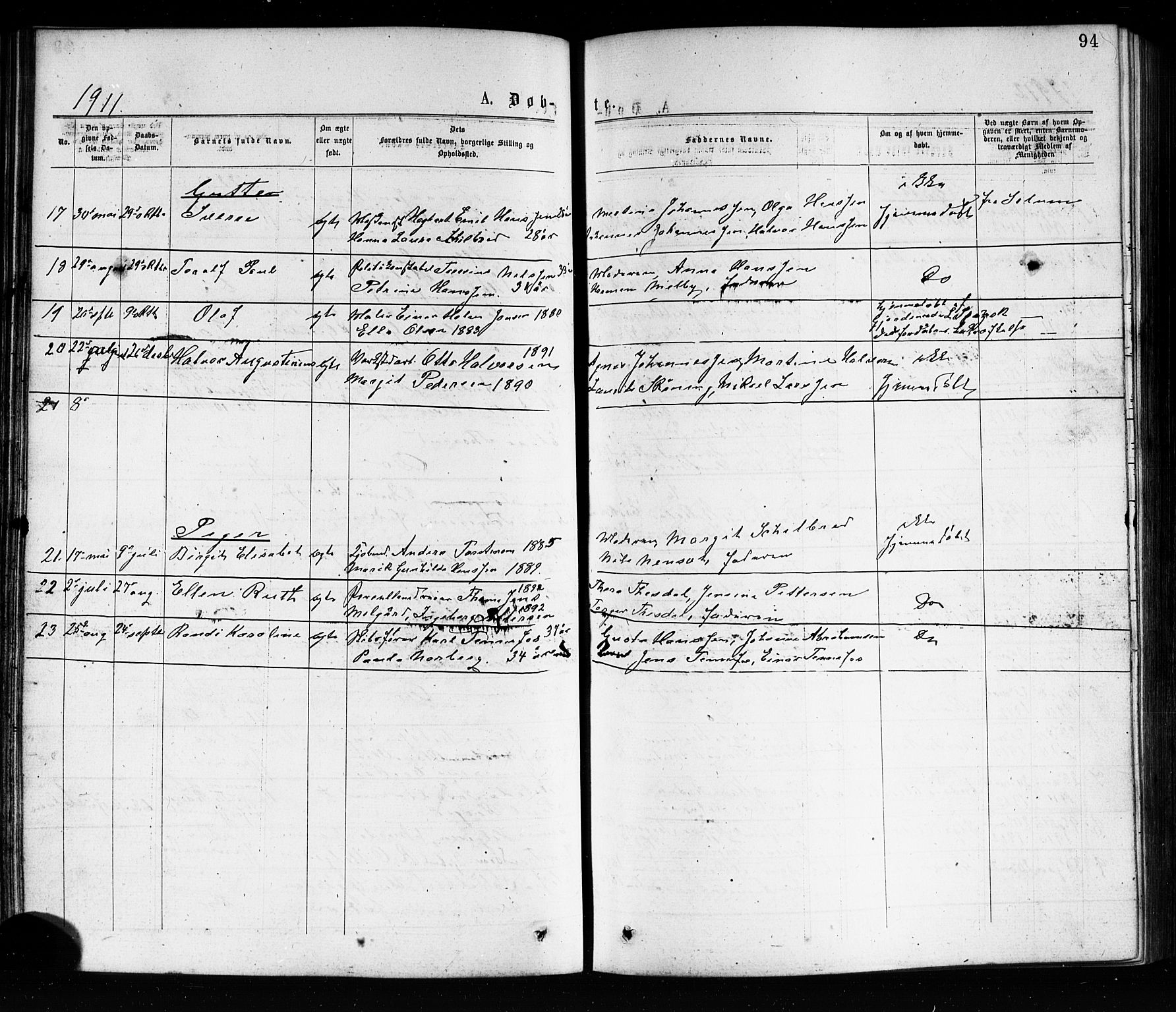 Porsgrunn kirkebøker , SAKO/A-104/G/Ga/L0003: Parish register (copy) no. I 3, 1877-1915, p. 94