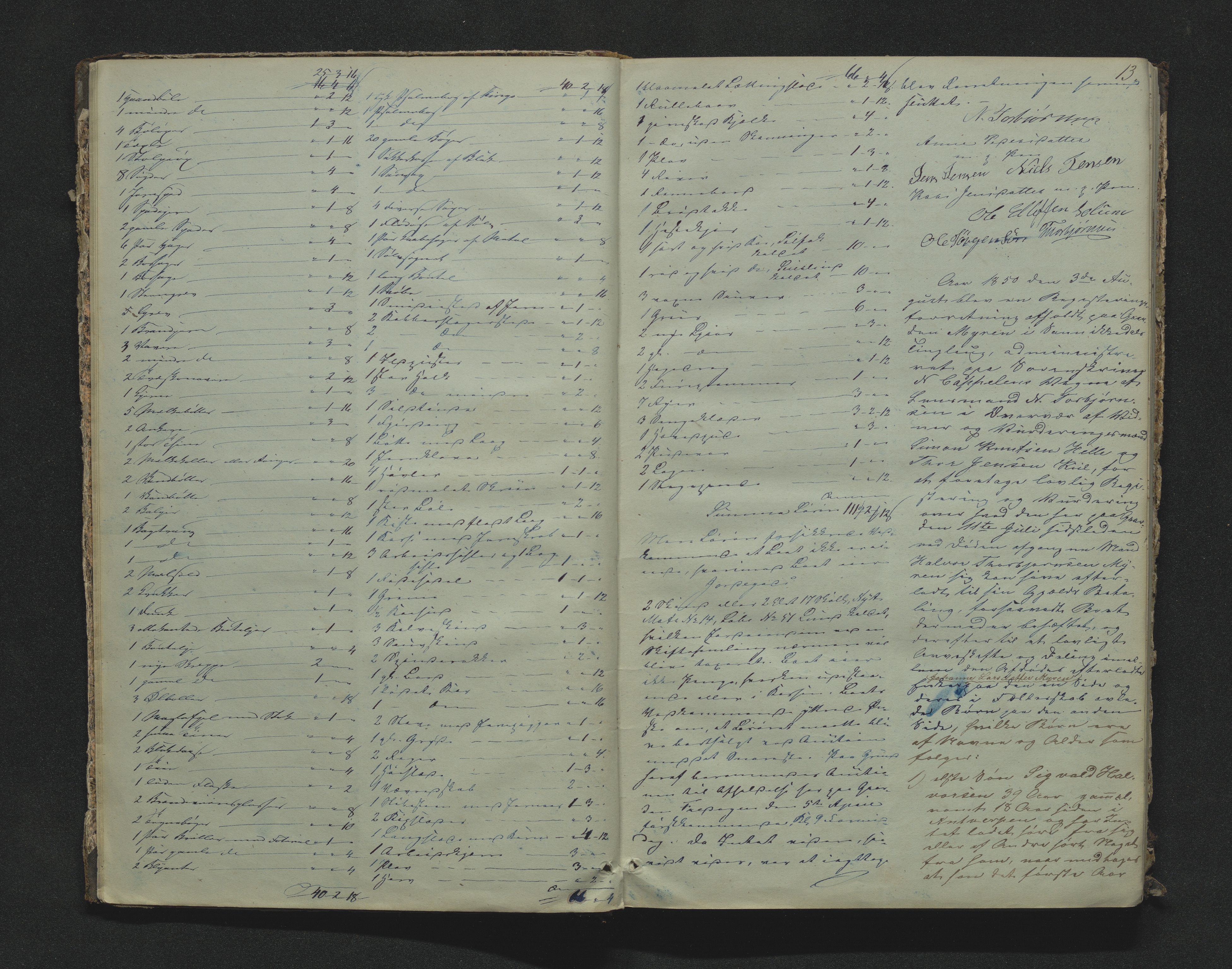 Bamble sorenskriveri, AV/SAKO-A-214/H/Hb/Hbb/Hbbd/L0001: Skifteregistreringsprotokoll, 1847-1887, p. 12-13