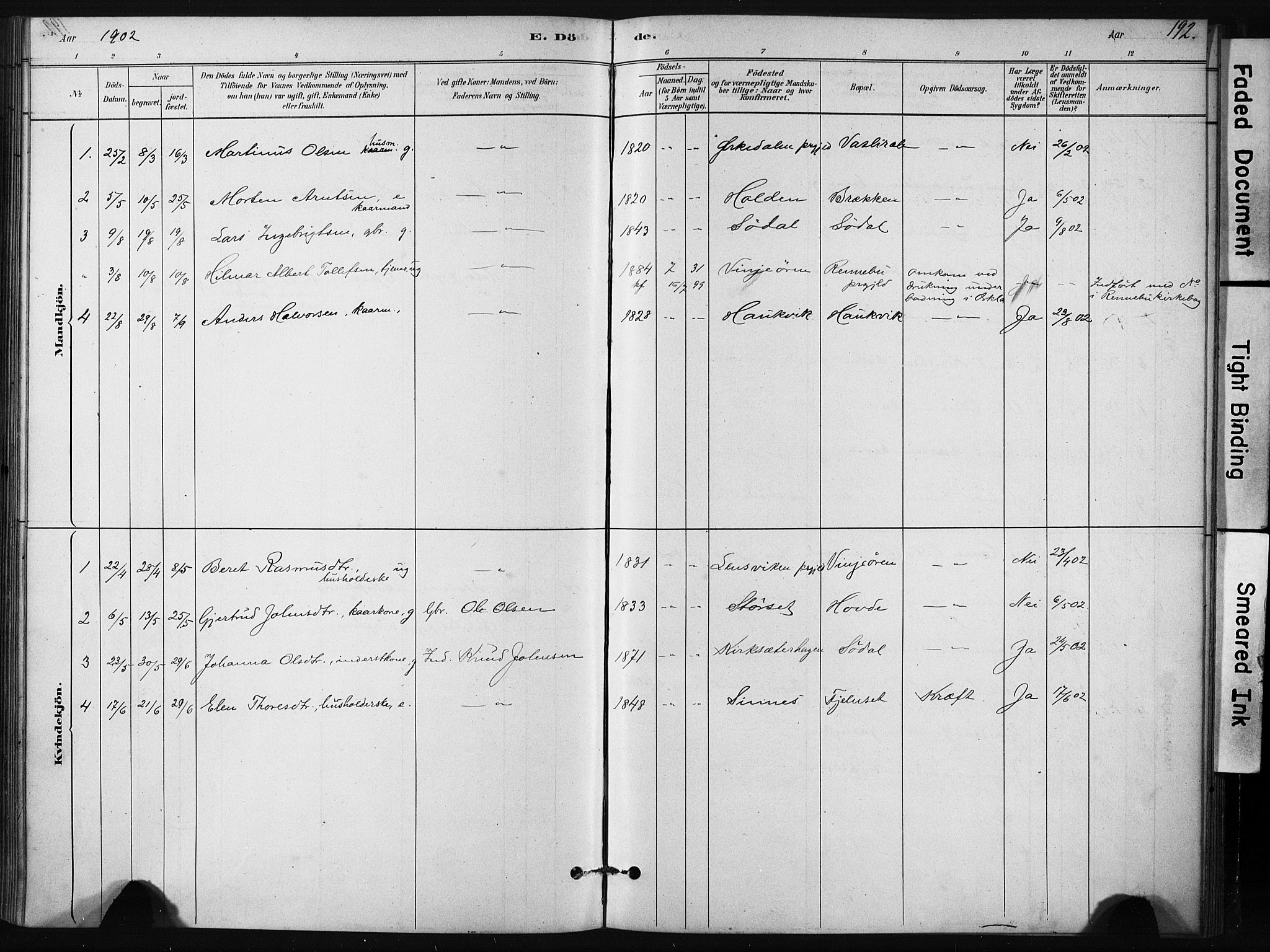 Ministerialprotokoller, klokkerbøker og fødselsregistre - Sør-Trøndelag, SAT/A-1456/631/L0512: Parish register (official) no. 631A01, 1879-1912, p. 192