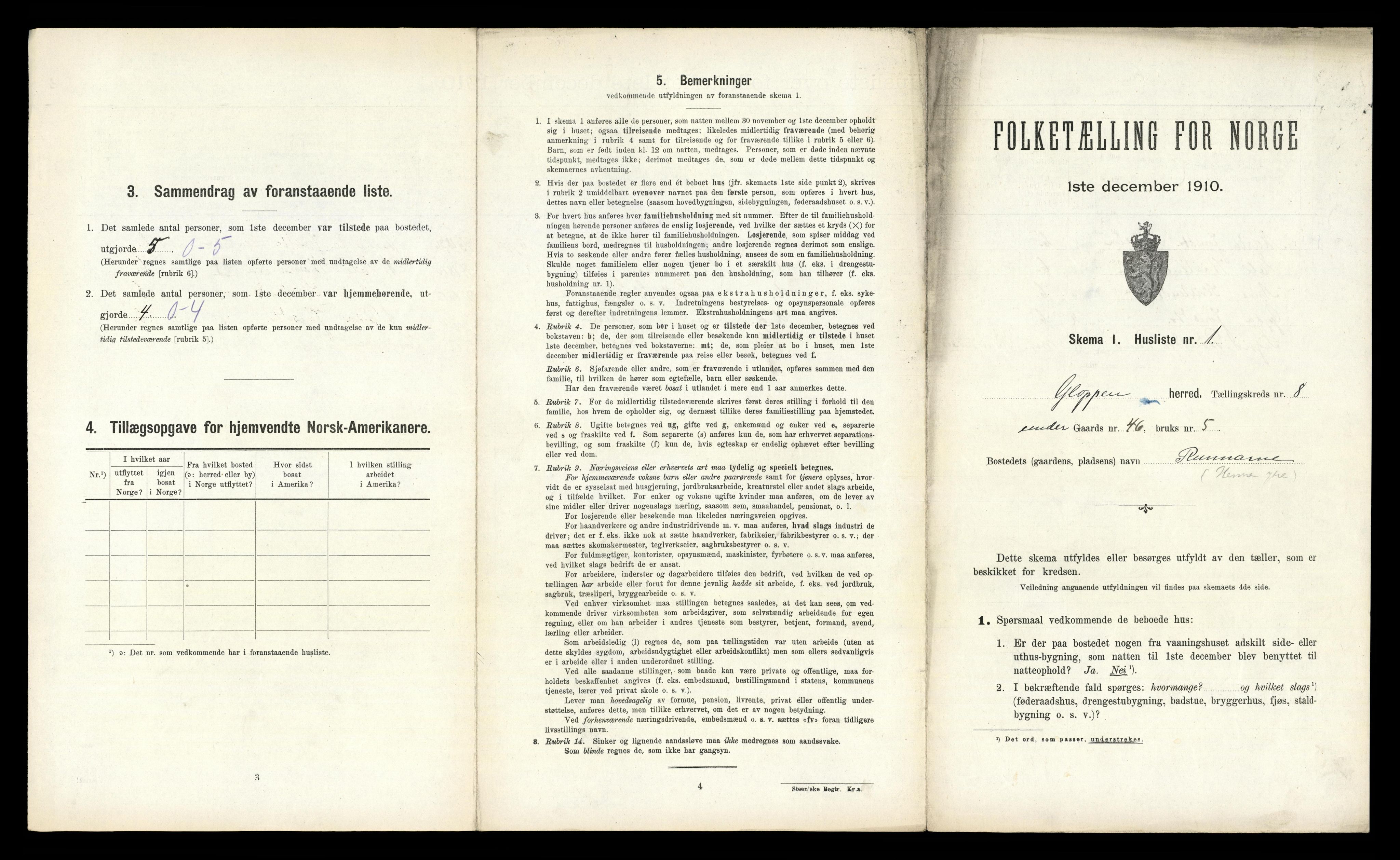 RA, 1910 census for Gloppen, 1910, p. 612